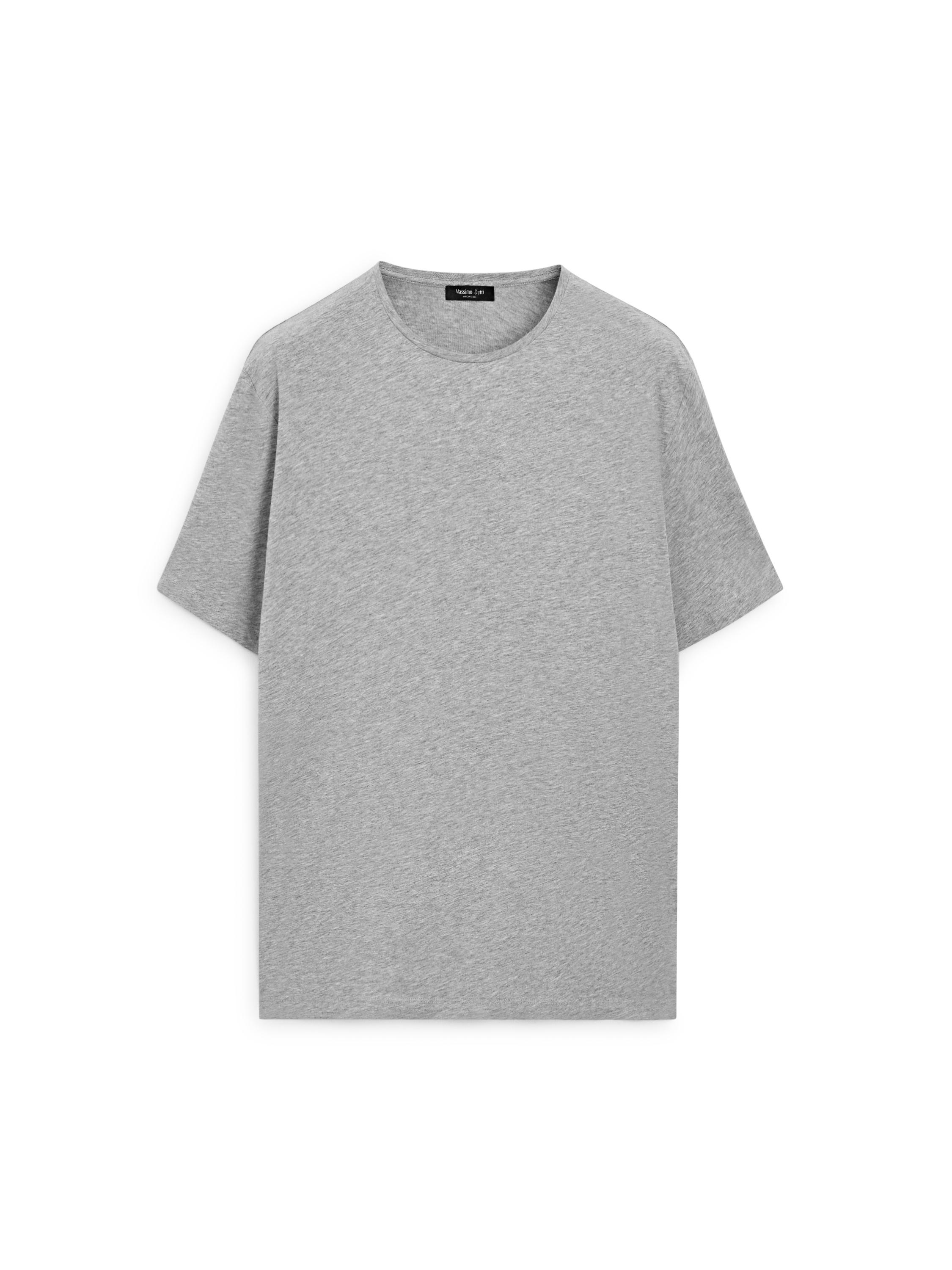 Short sleeve cotton blend T-shirt — GREY MARL