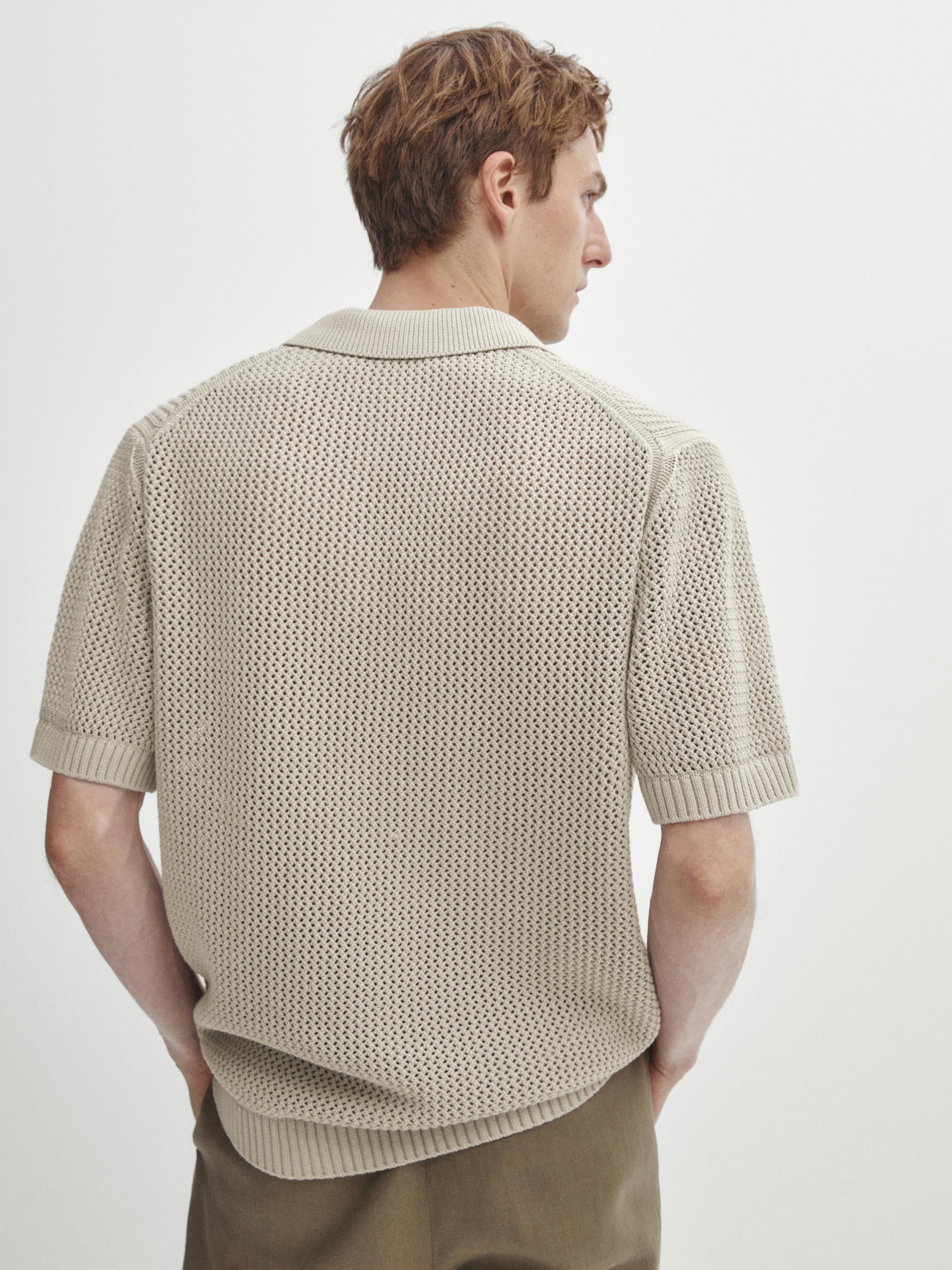 Cardigan en maille ajourée à manches courtes et boutons