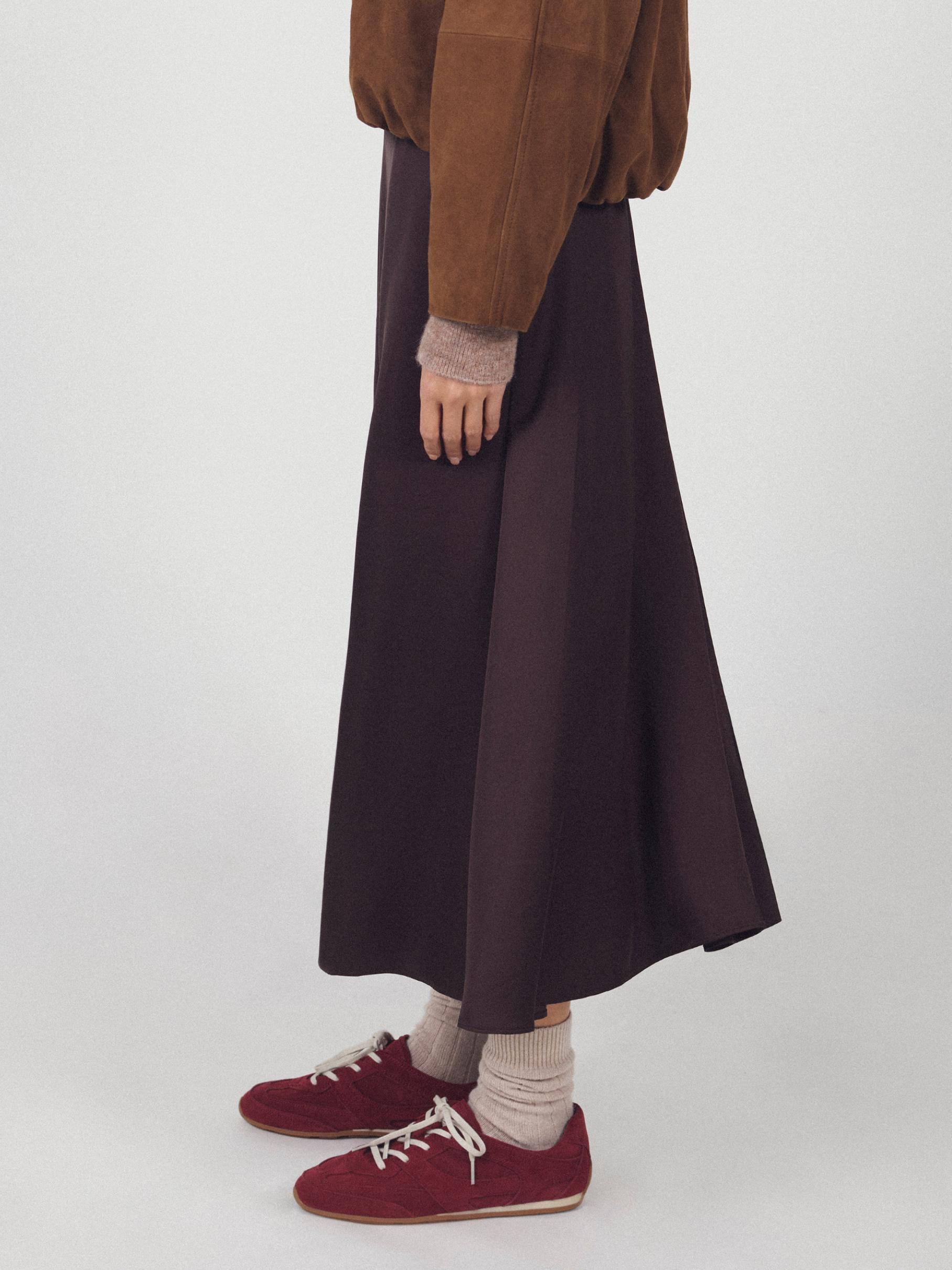 Split leather trainers with piece details — RED