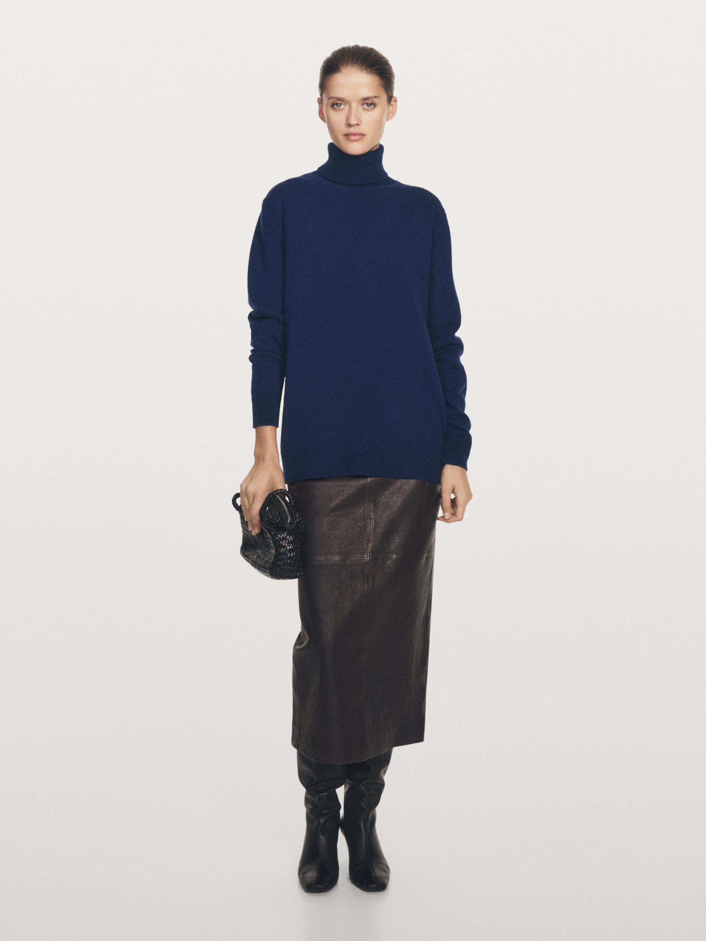 Long knit turtleneck sweater