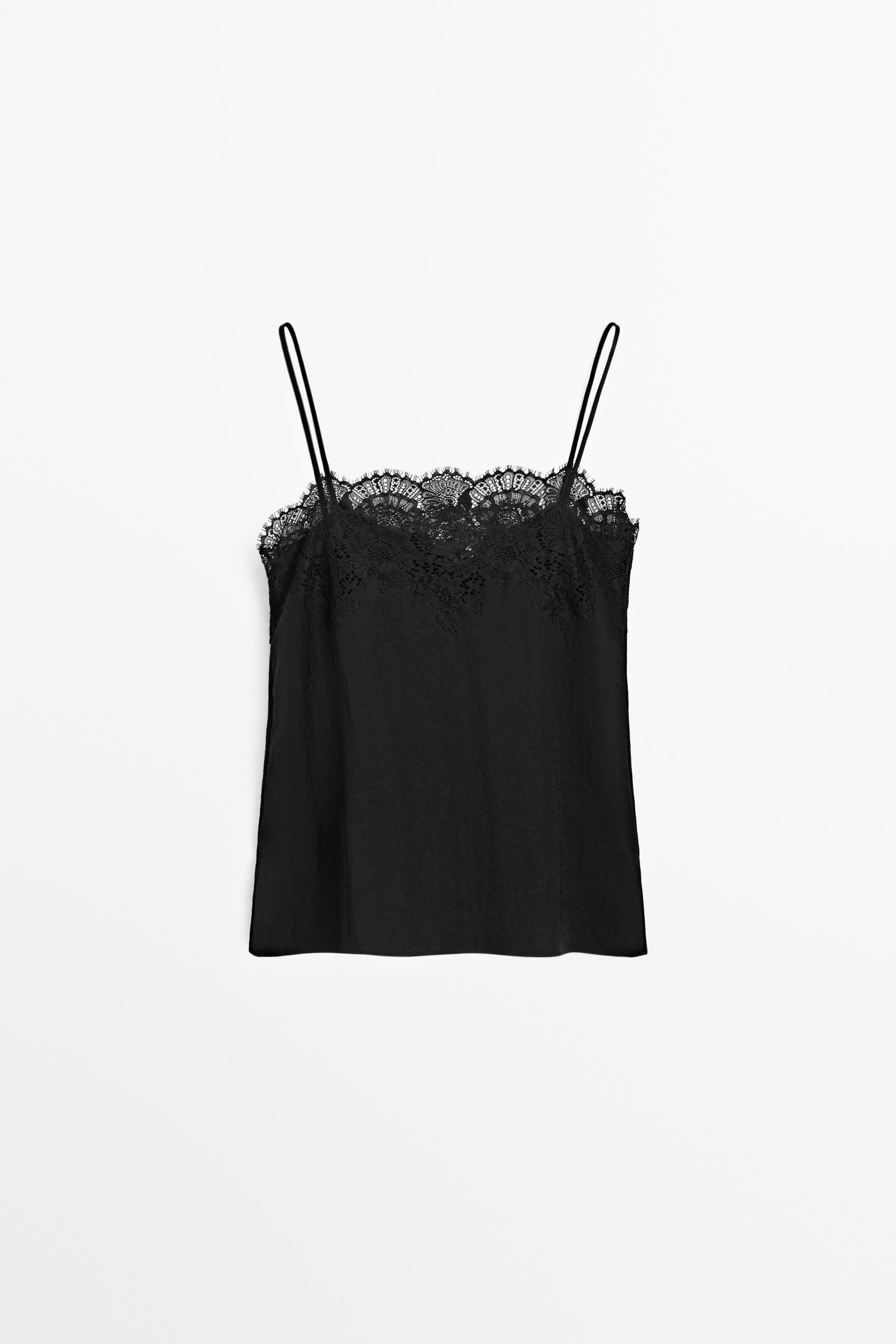 Lace camisole top — BLACK