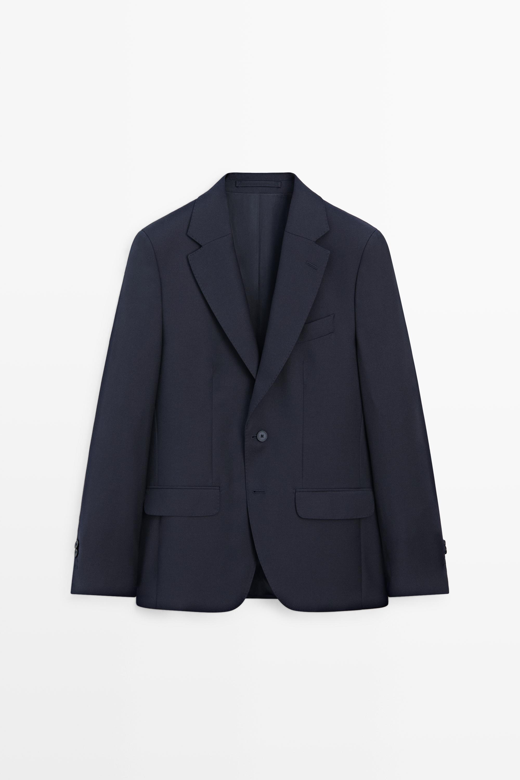 Textured suit blazer — NAVY BLUE