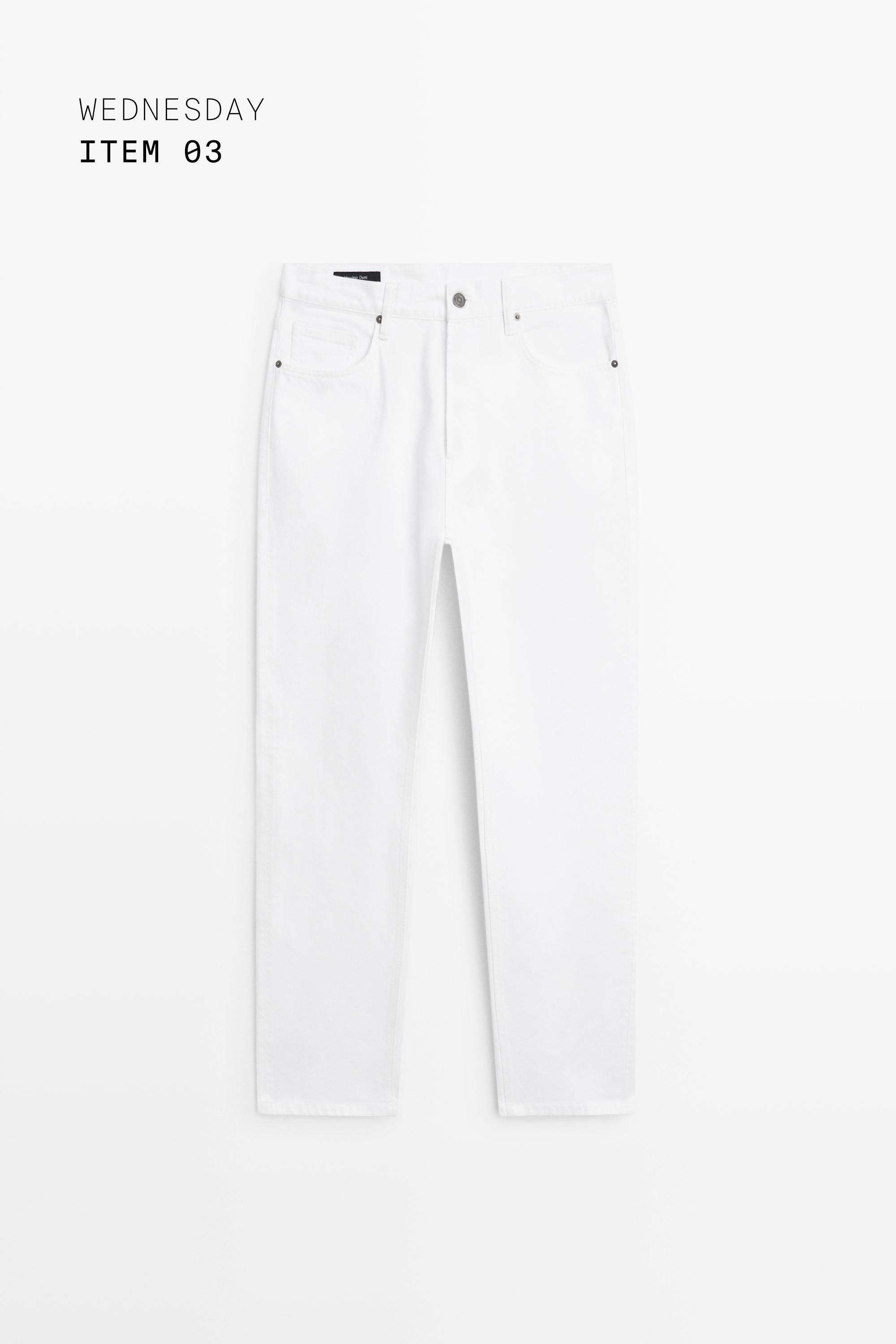Straight-leg denim-effect pants — WHITE