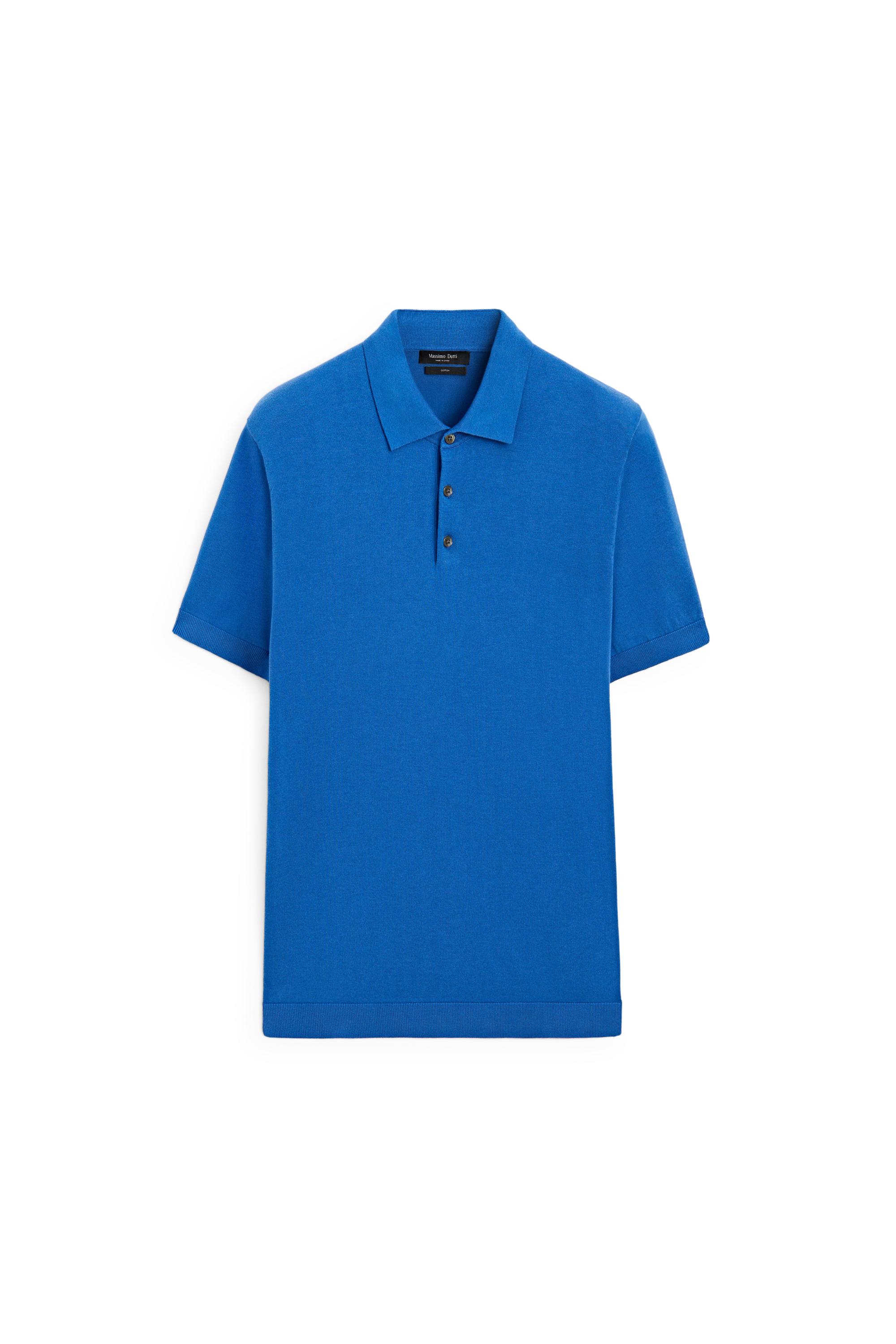 100% Cotton Knit Polo Shirt — BLUE