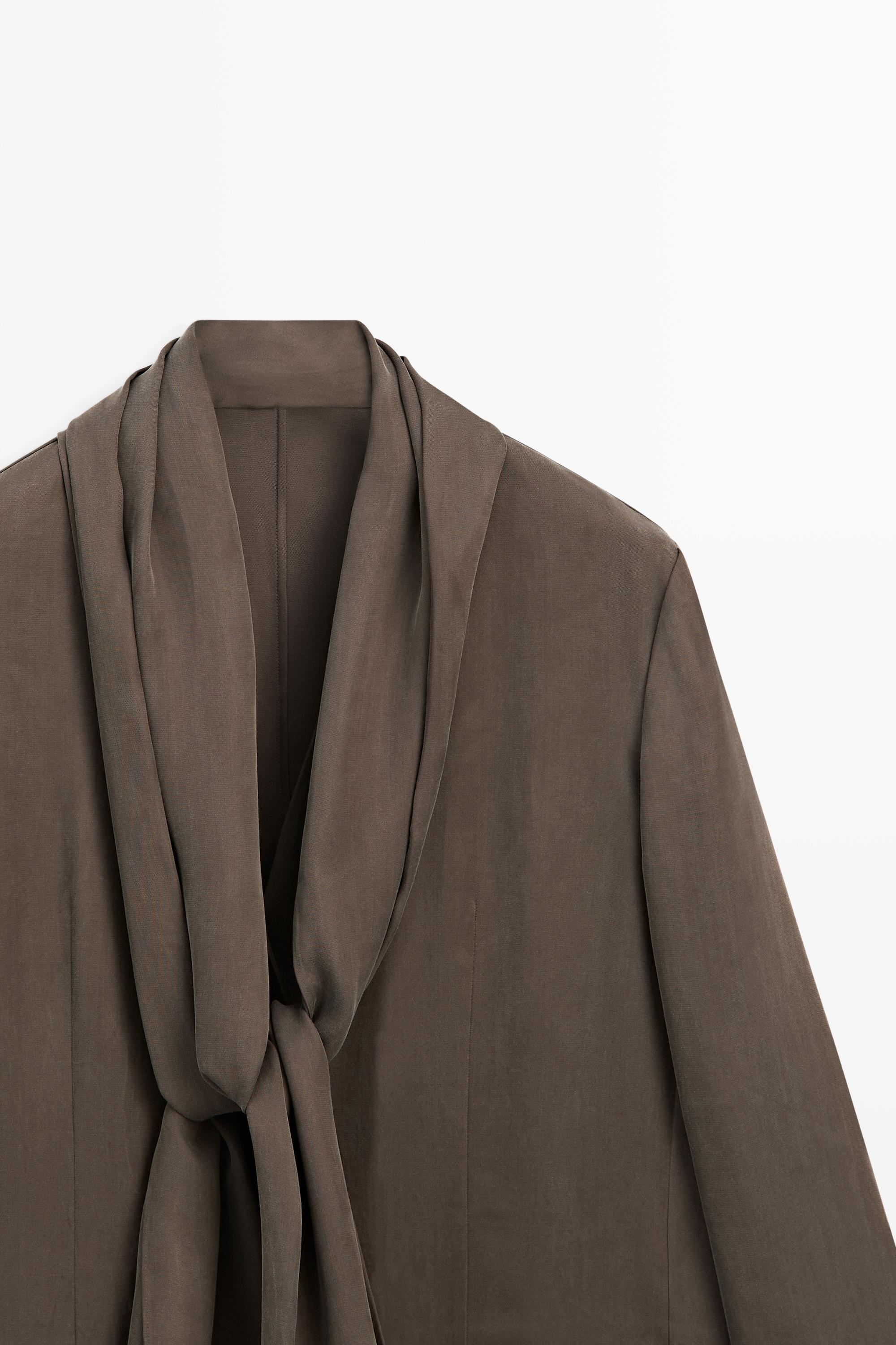 Total look flowing overshirt with tie detail — PLUM