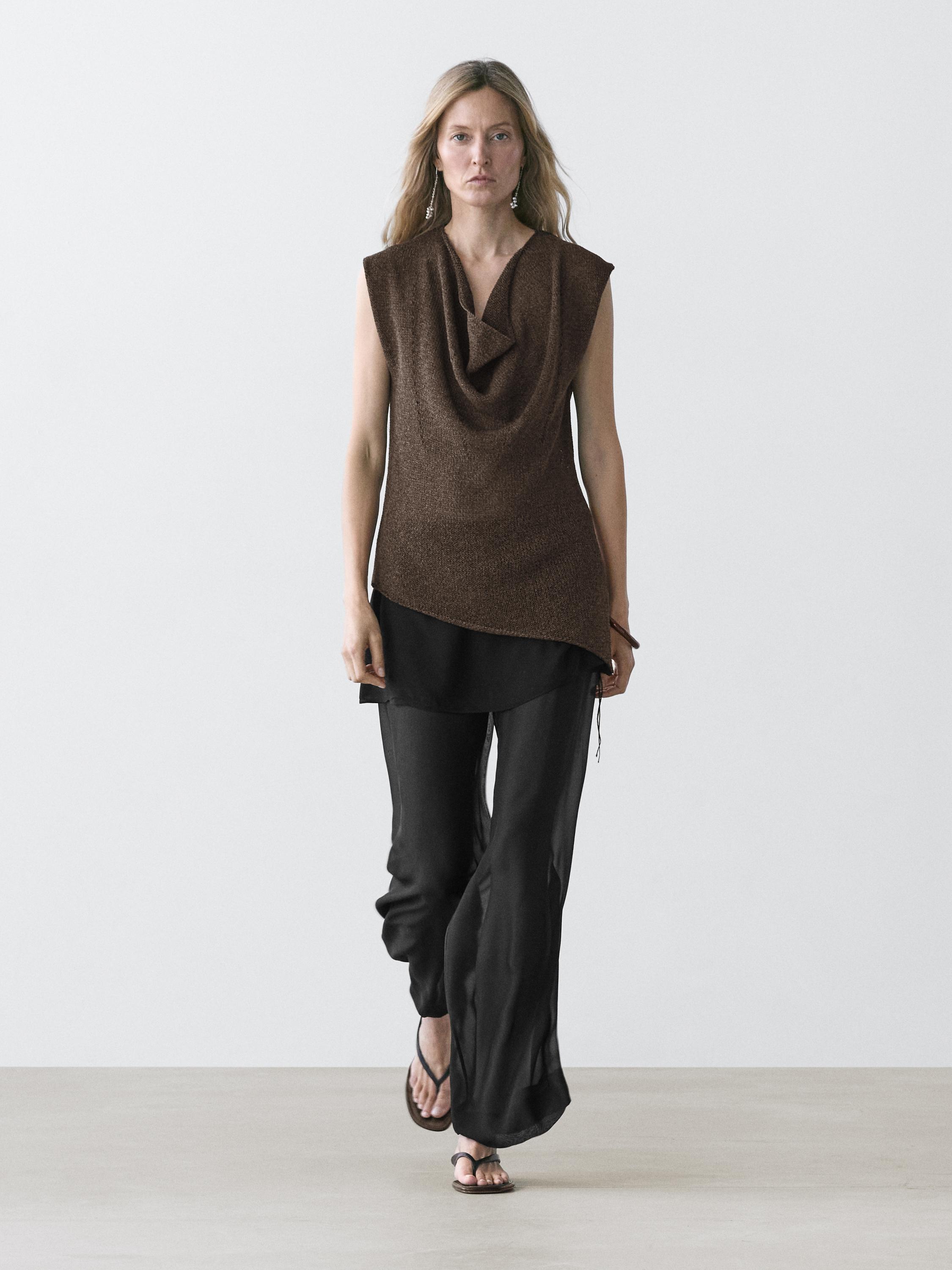 Asymmetric cowl neck top