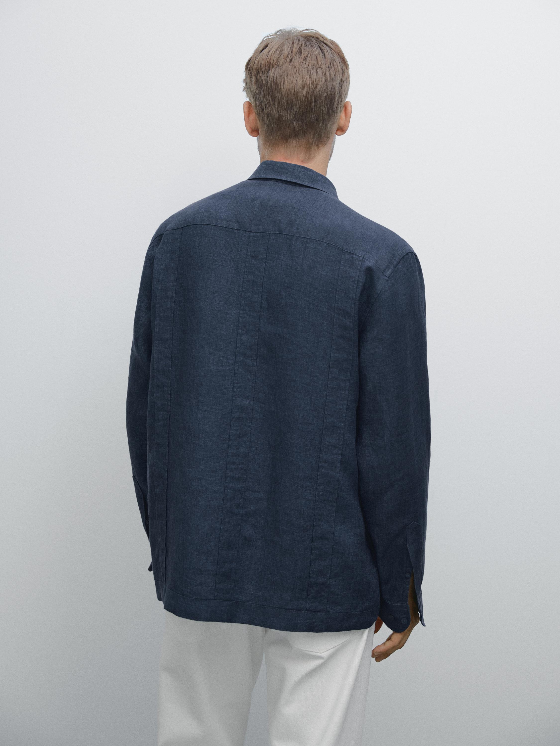 Koszula z ozdobnymi plisami ze 100% lnu