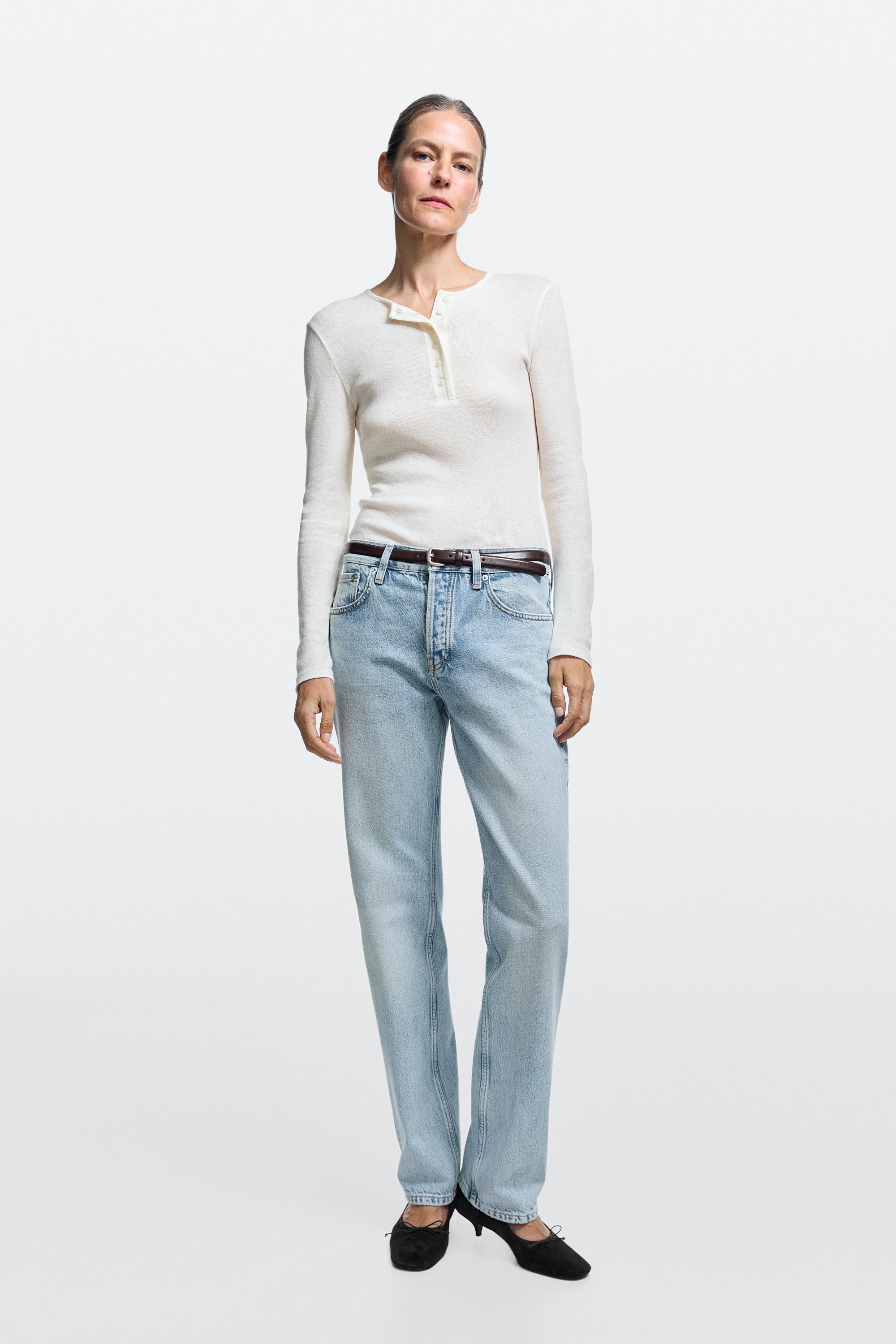 Mid-waist relaxed straight-leg jeans