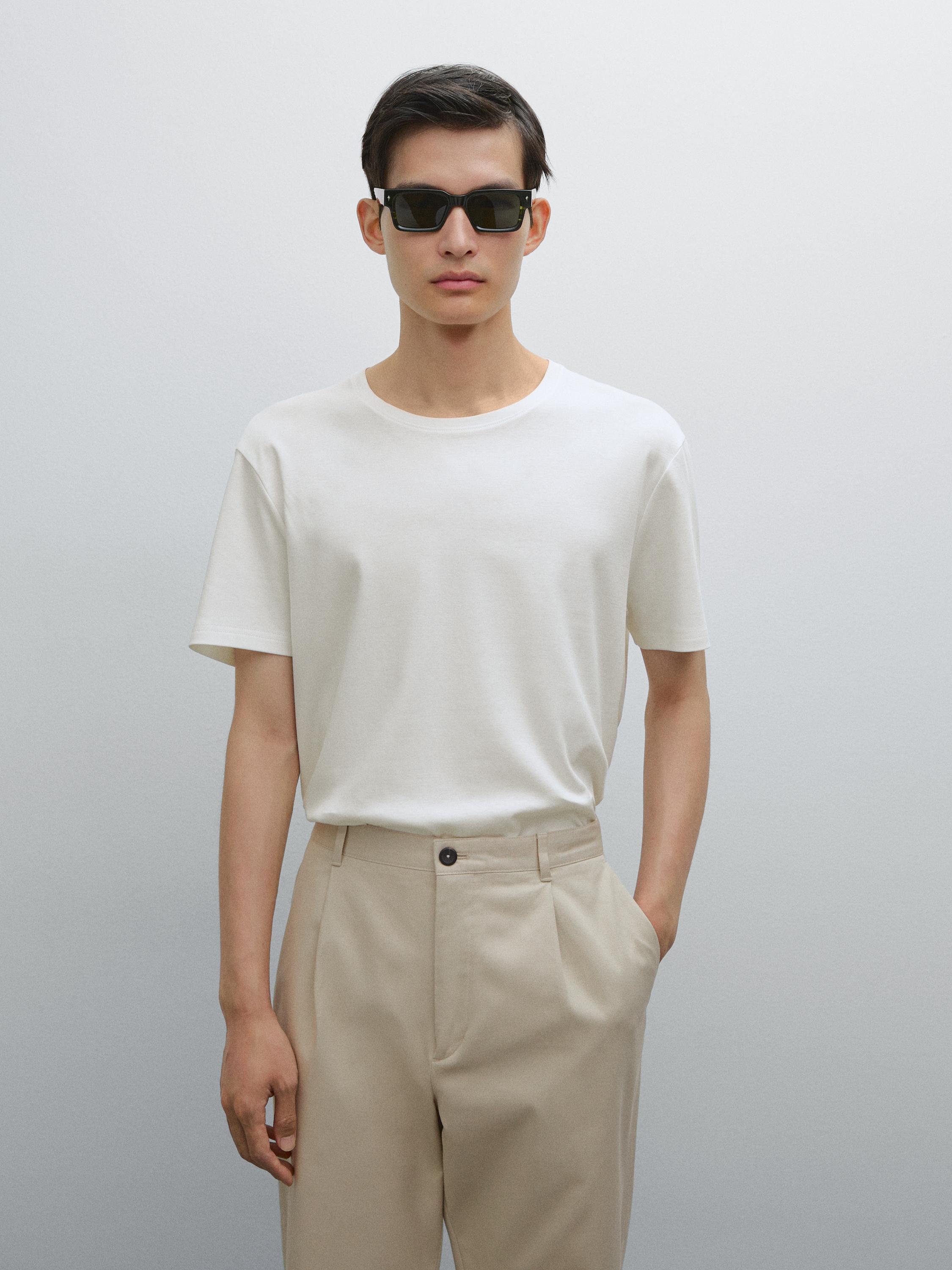 Short sleeve mercerised cotton T-shirt