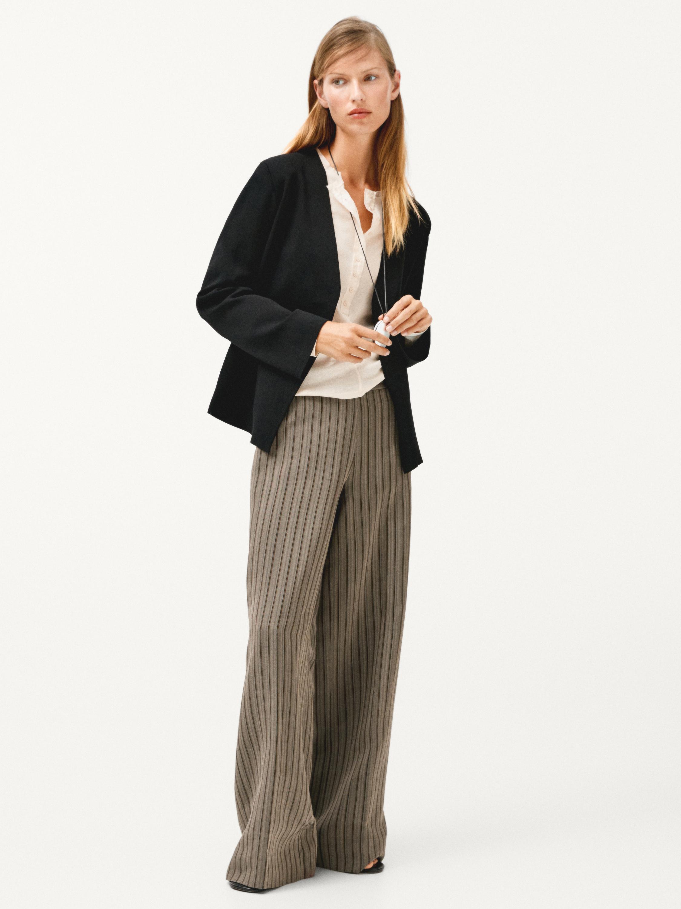 Wide-leg trousers with striped details — GREY