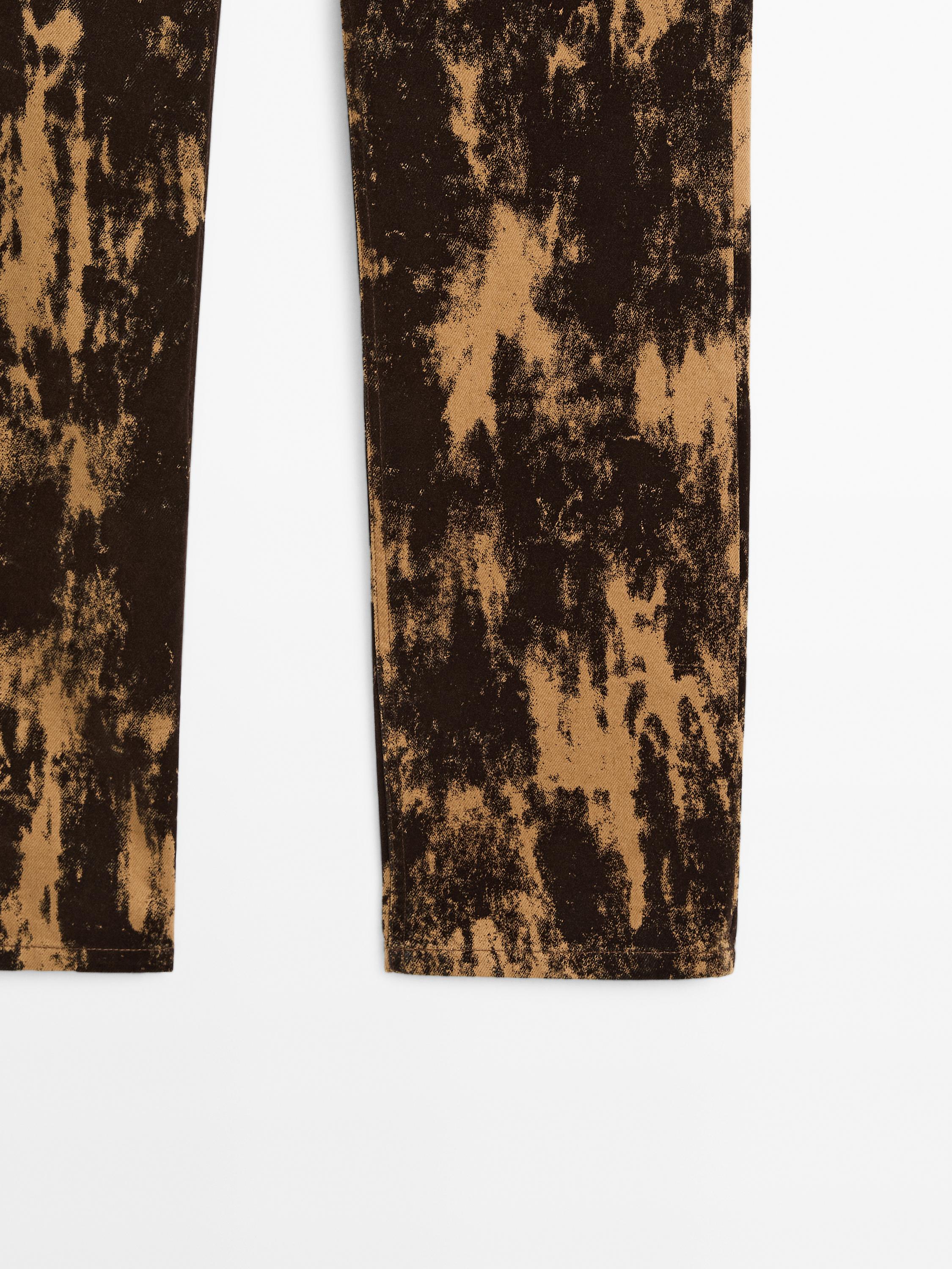 Jean straigth floqué en coton