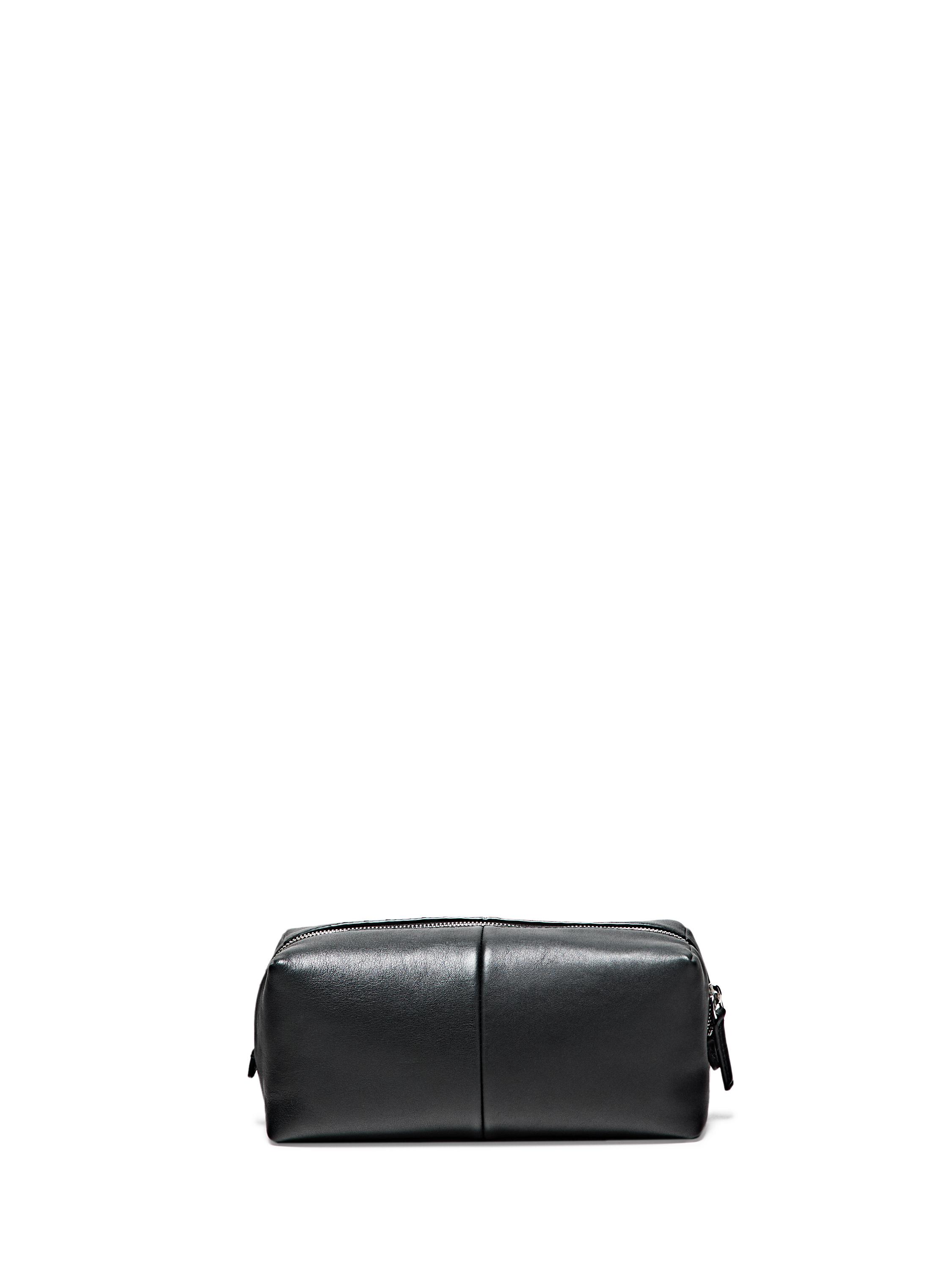 Nappa leather toiletry bag with zip — BLACK