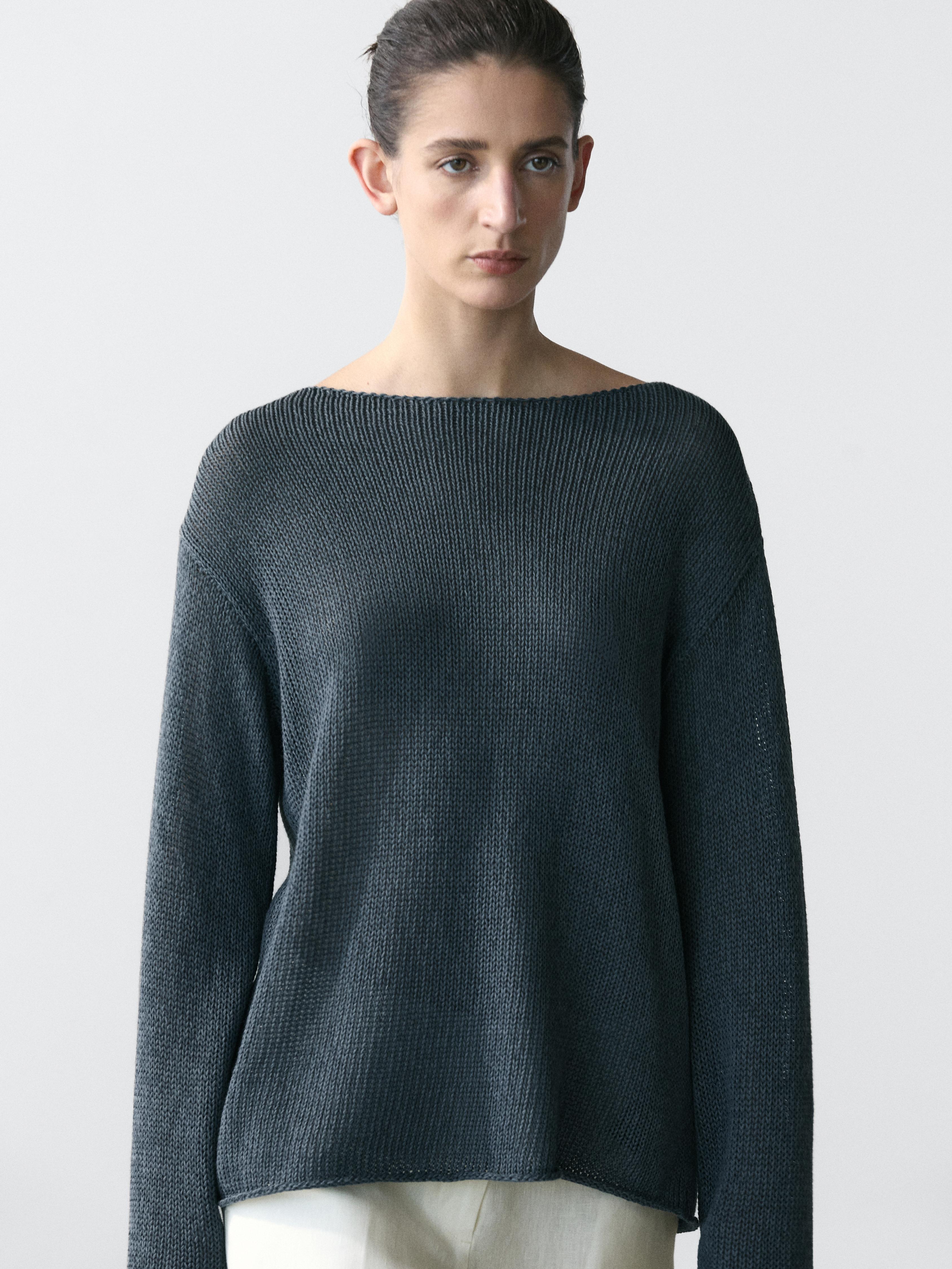 Cotton blend cutwork sweater