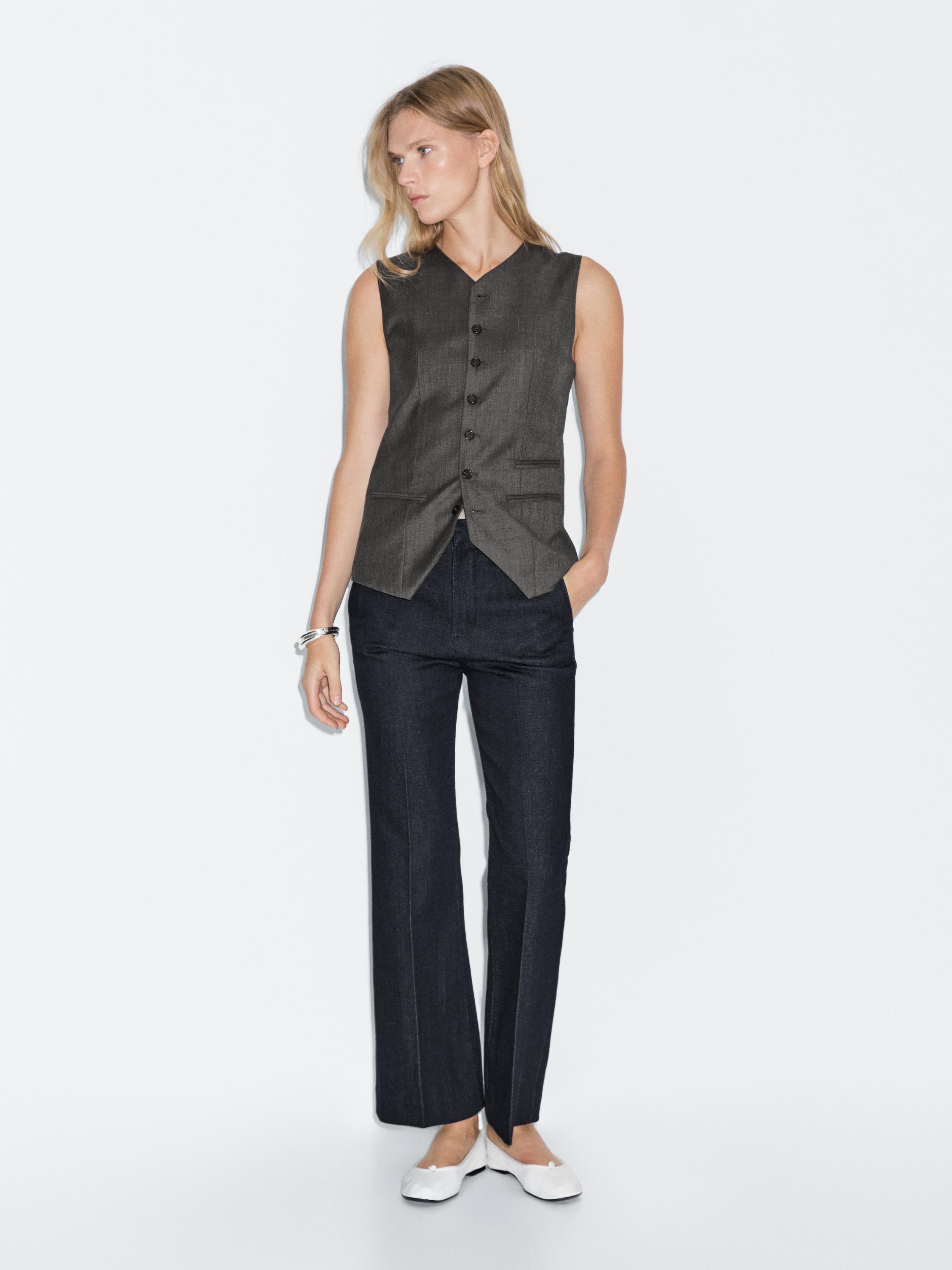 Jeans-Schlaghose mit halbhohem Bund