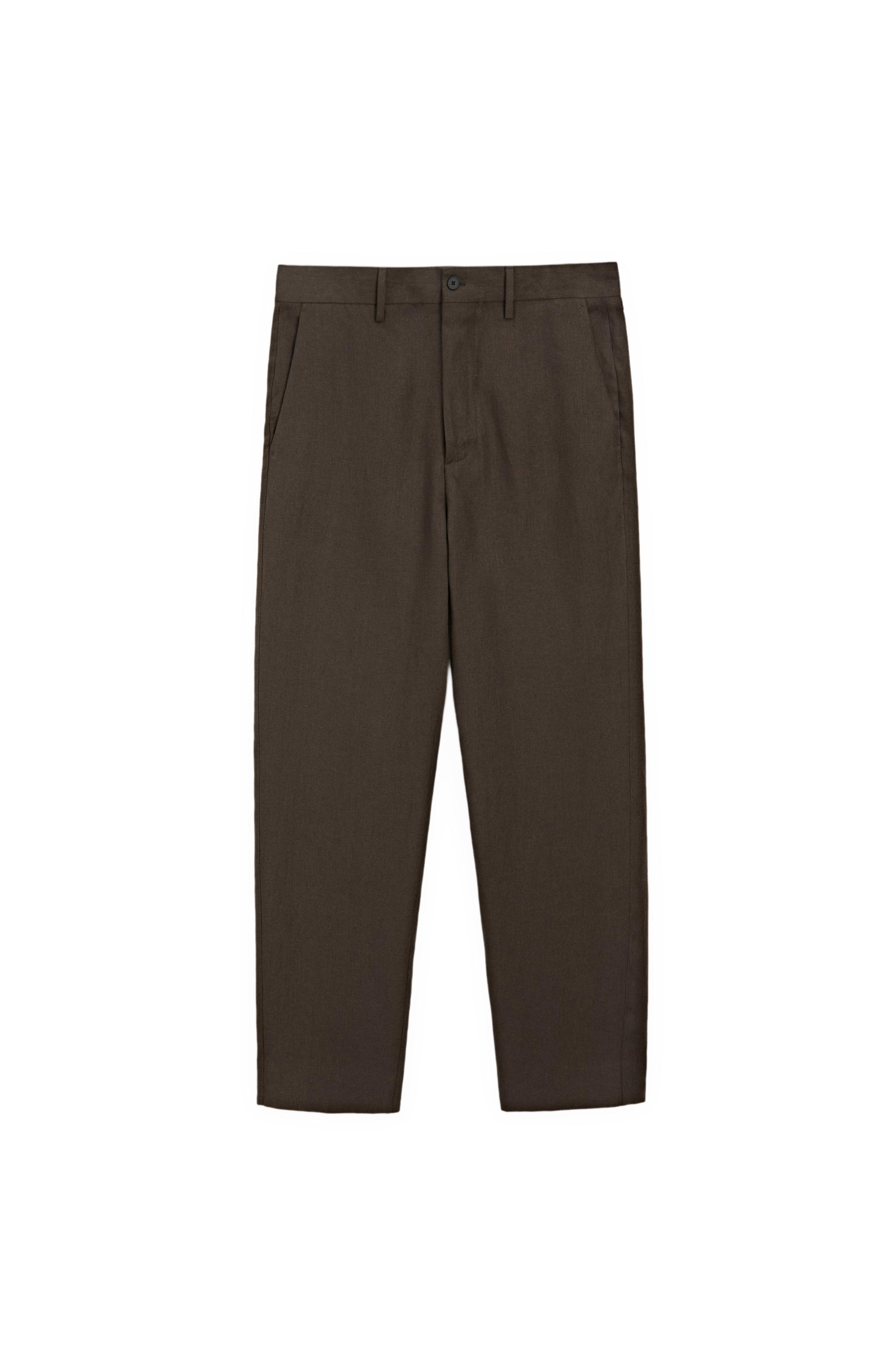 Linen suit trousers — BROWN