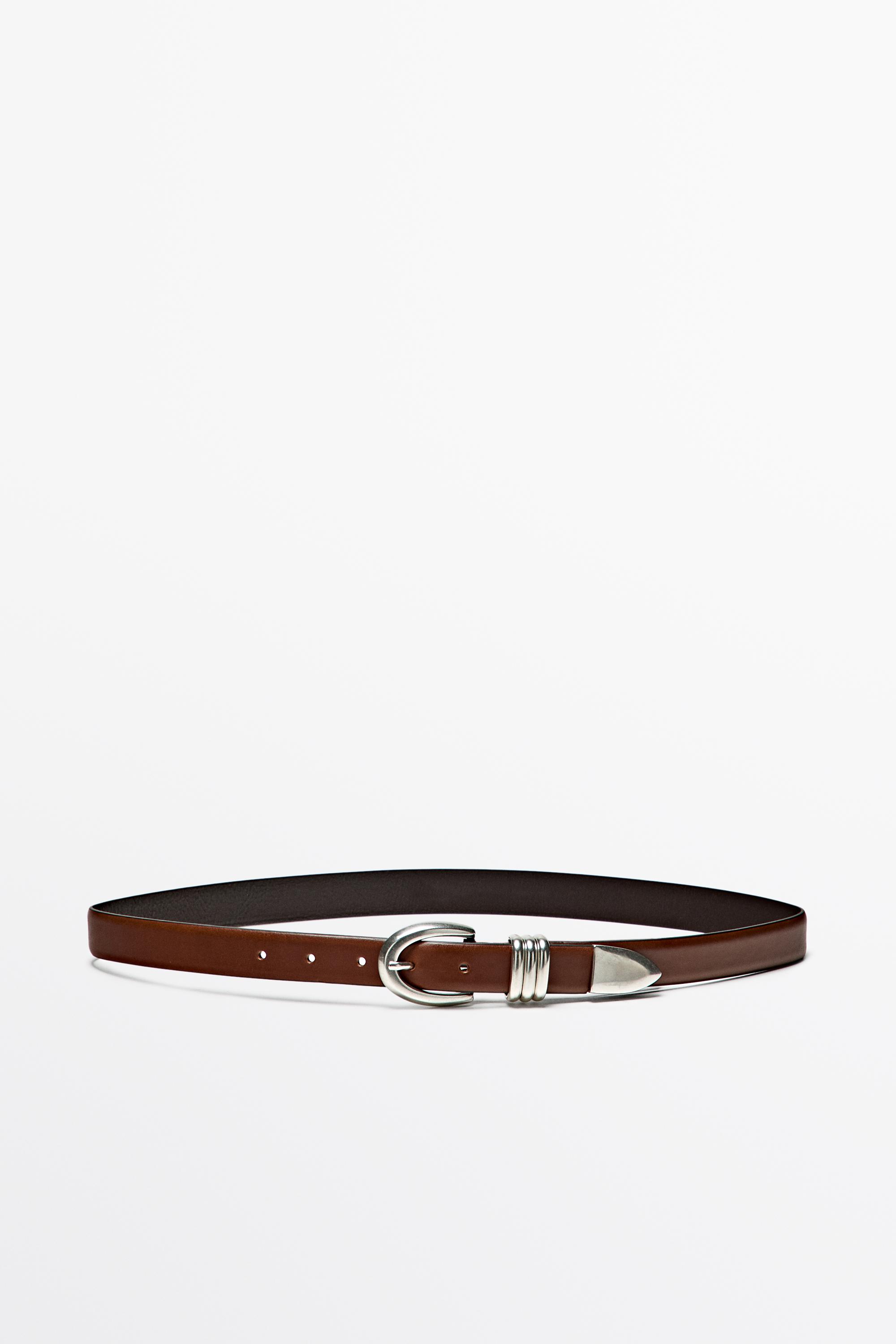 Nappa leather belt with metal detail — LEATHER