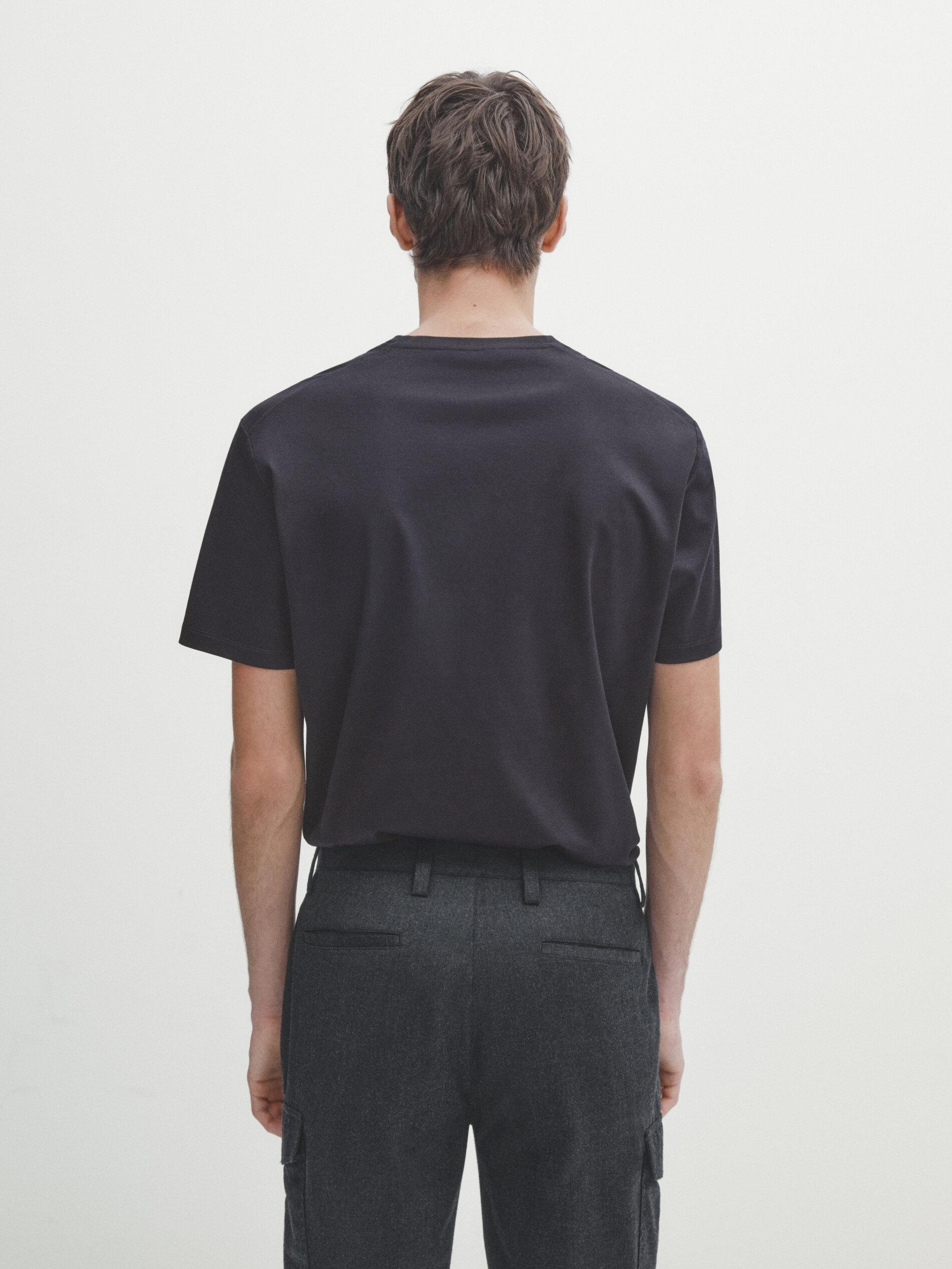 100% mercerised cotton T-shirt — NAVY BLUE