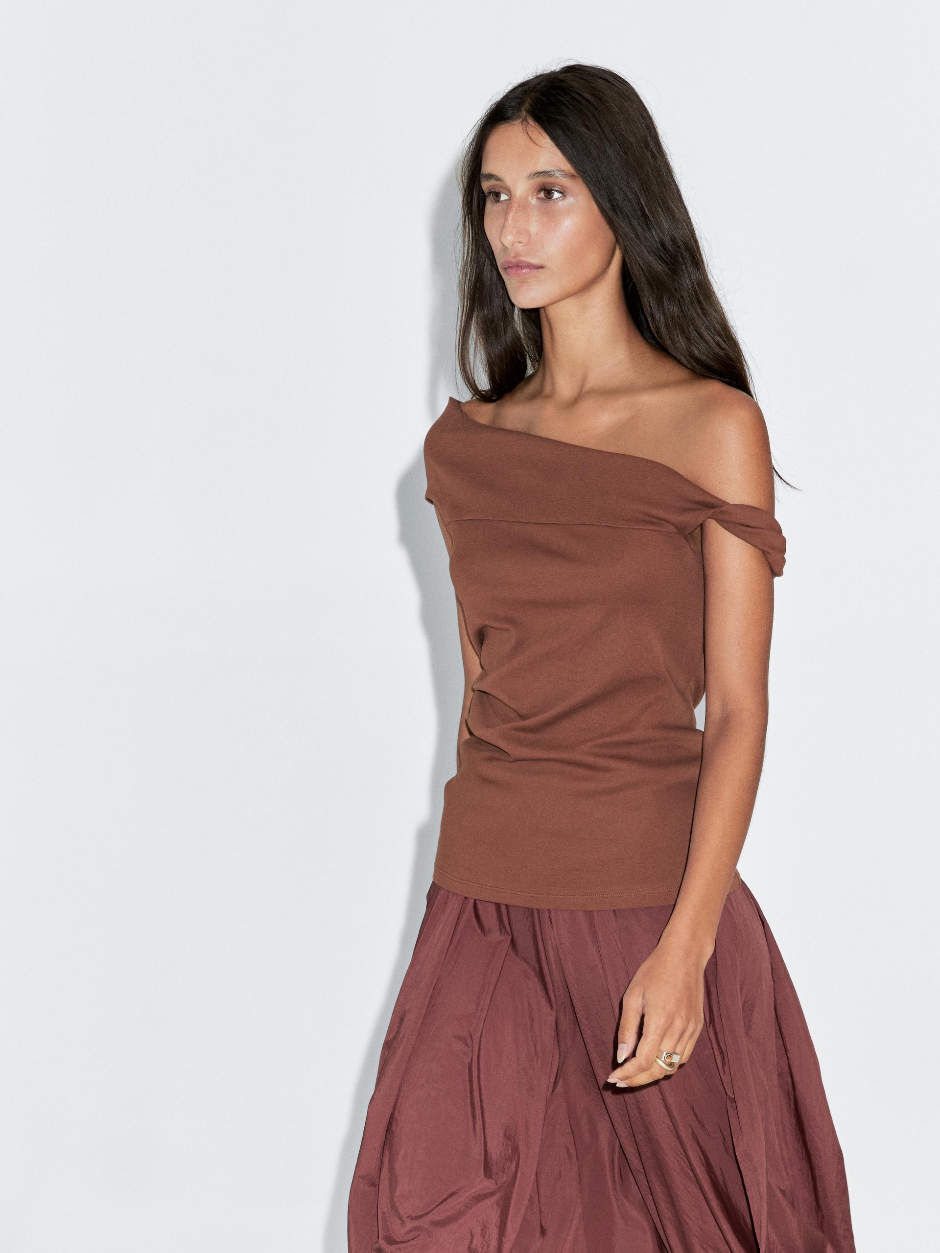 Massimo Dutti Draped Top With Knot Detail