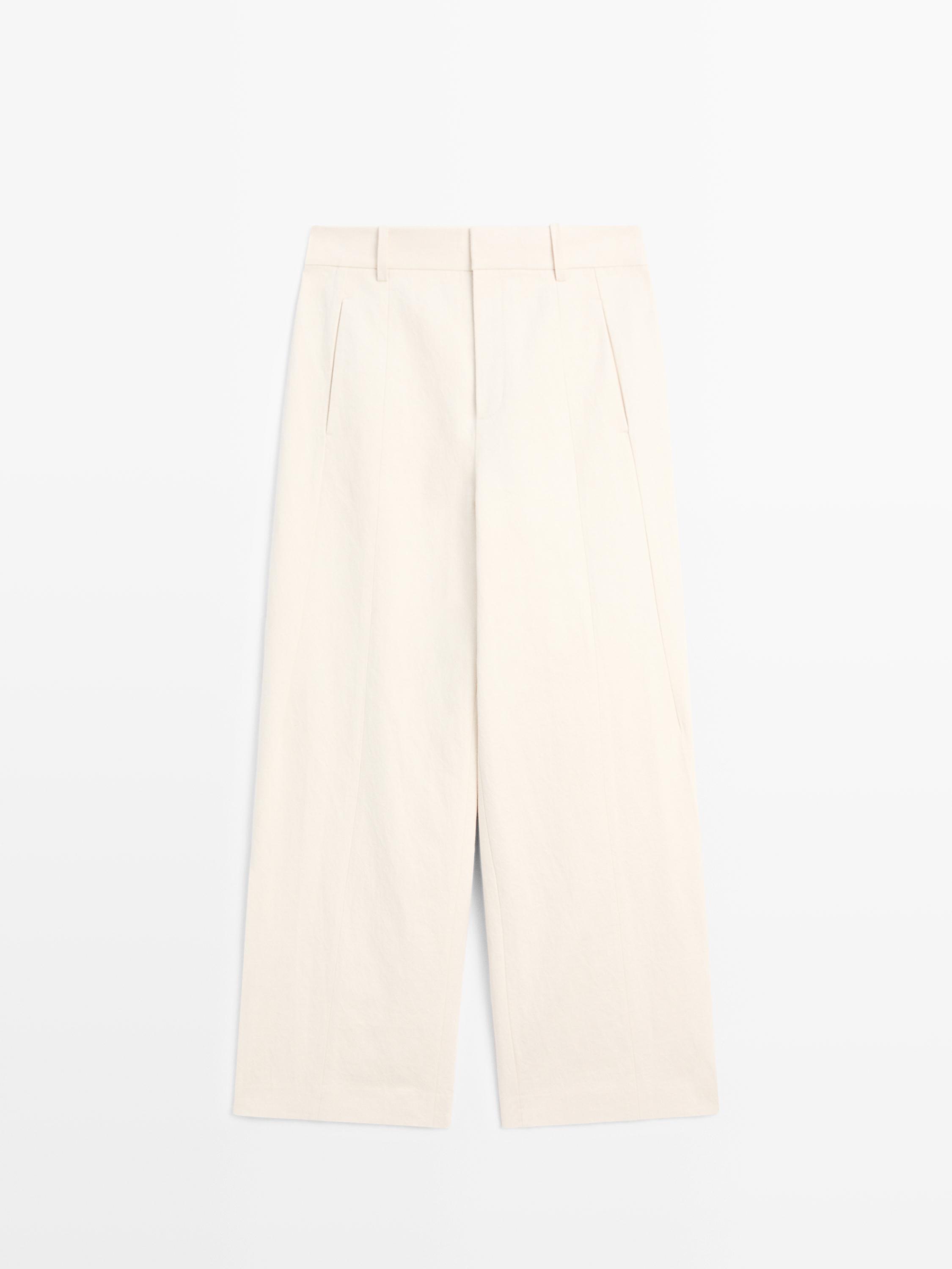 Pantalon barrel fit lin coton