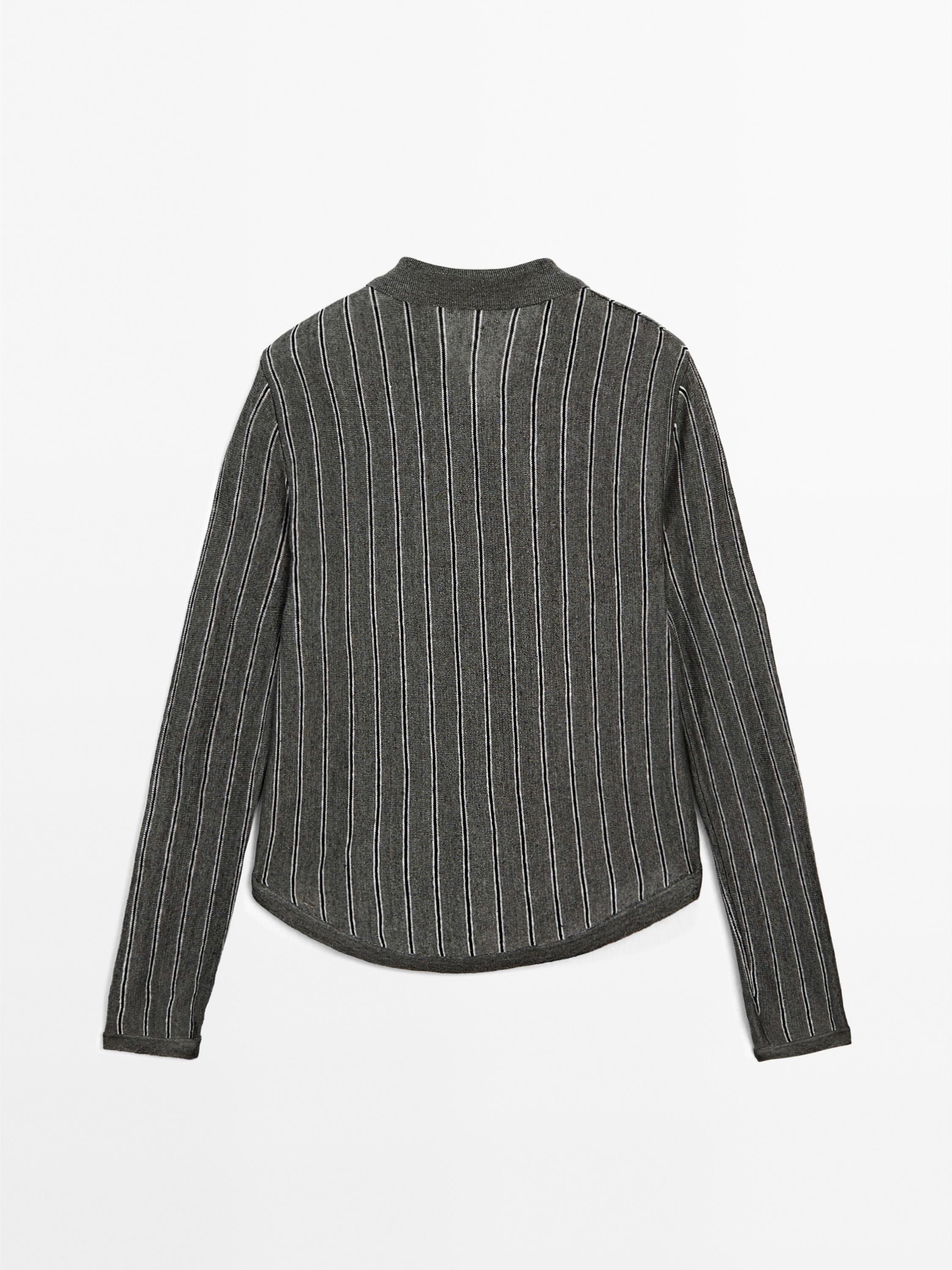 100% linen striped cardigan