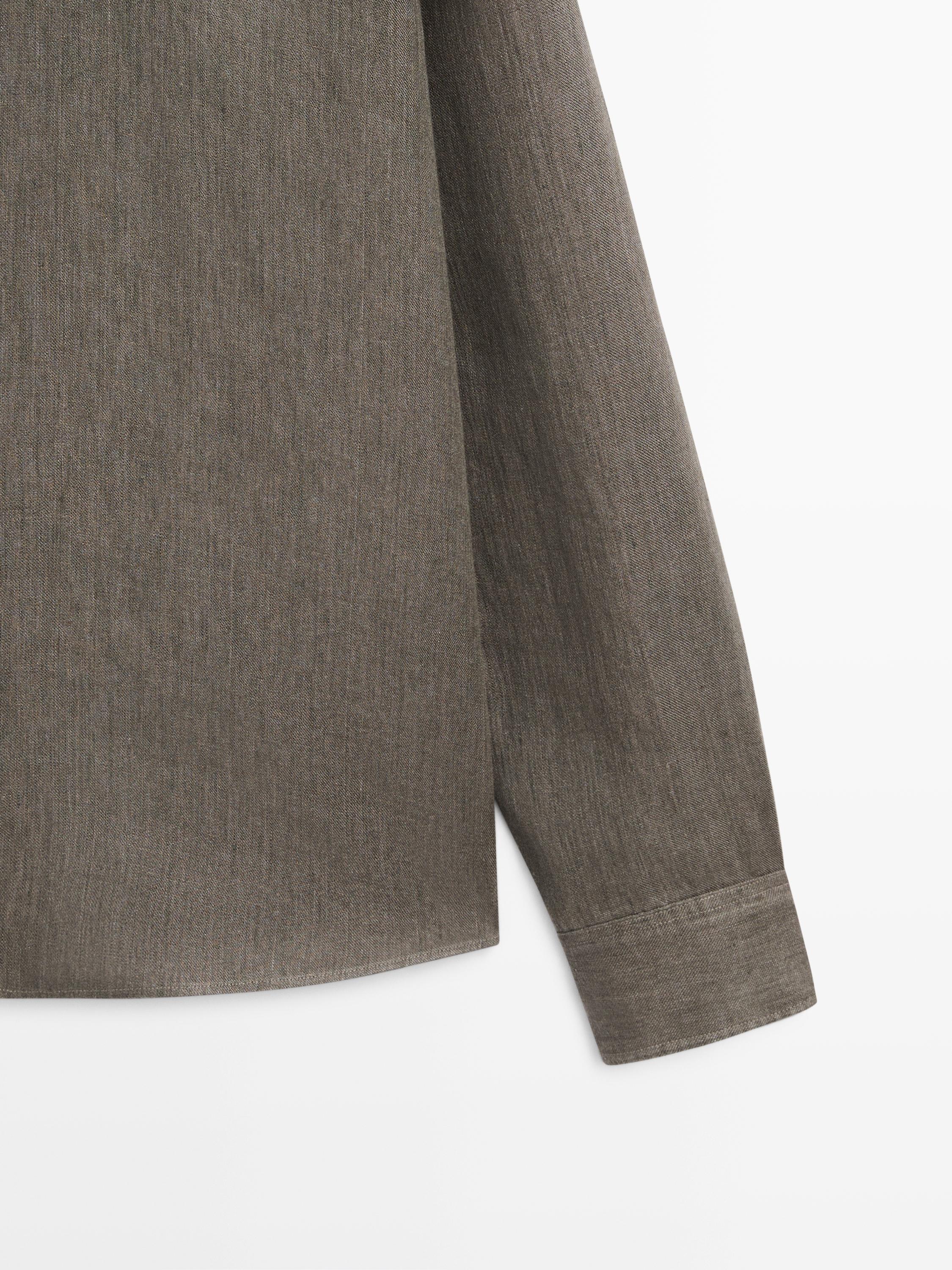 100% linen regular fit shirt — GREEN