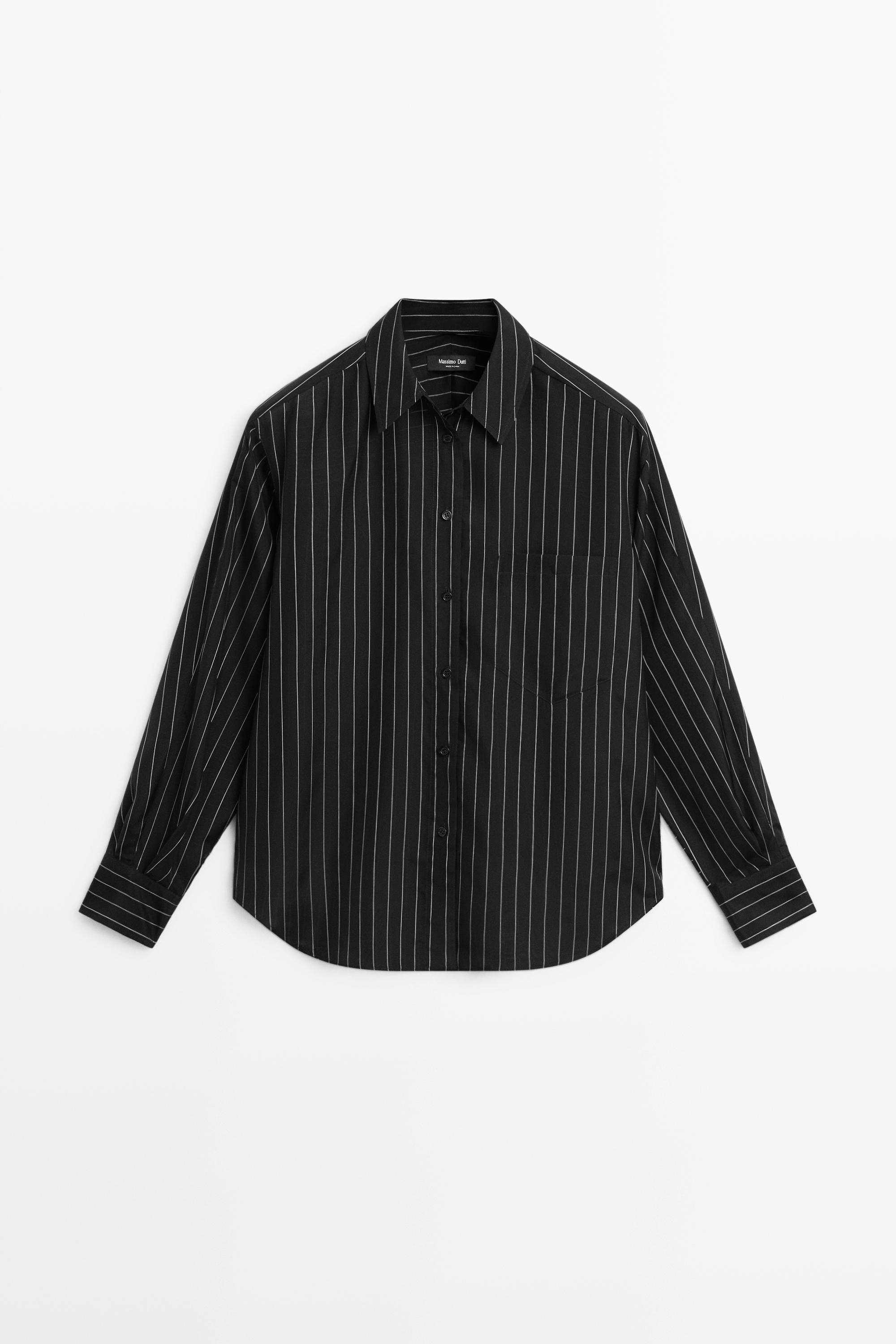 Striped flowing shirt with pocket detail