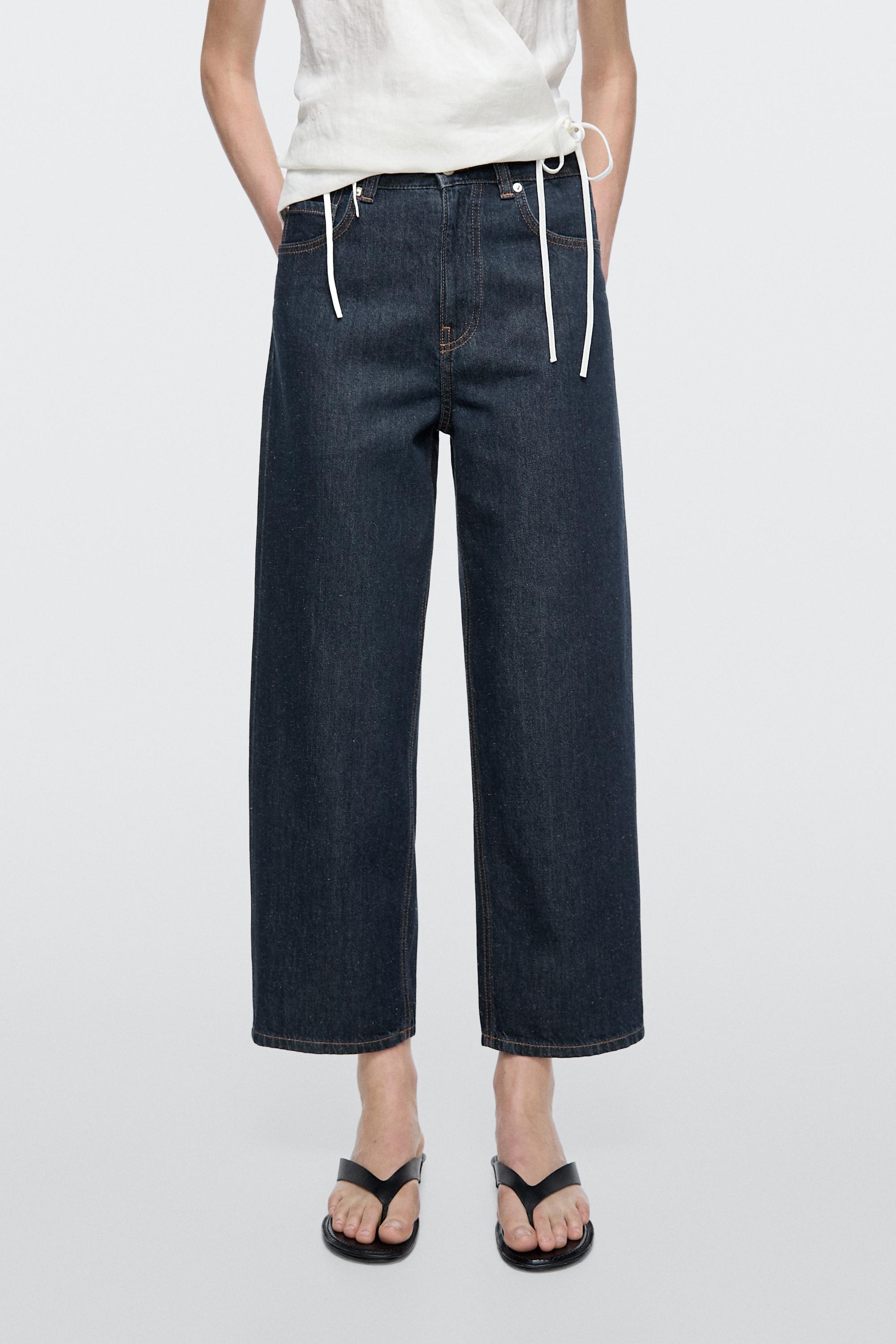 Mid-rise wide-leg cropped jeans — DARK BLUE
