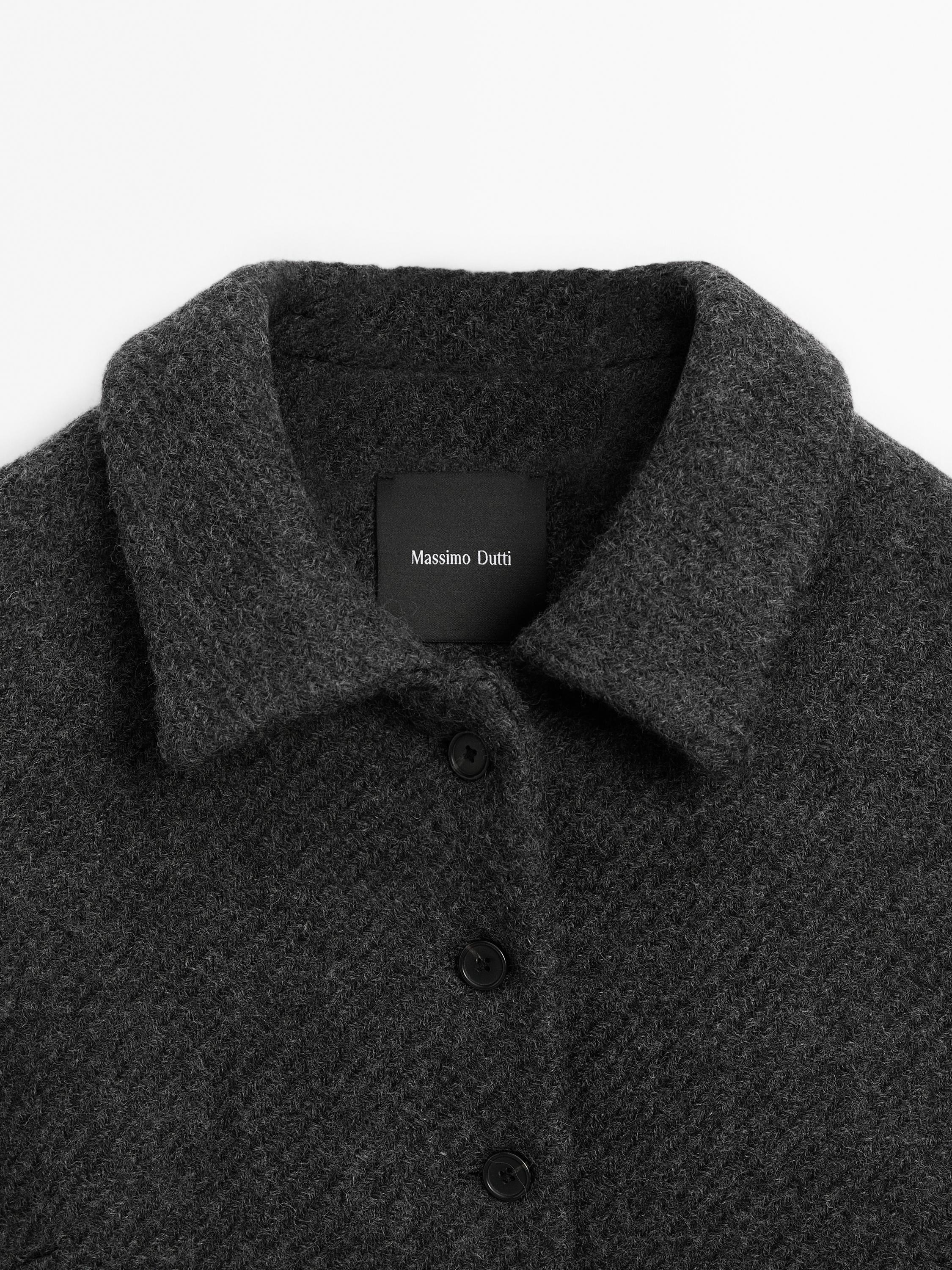 Veste courte texturée en laine mélangée