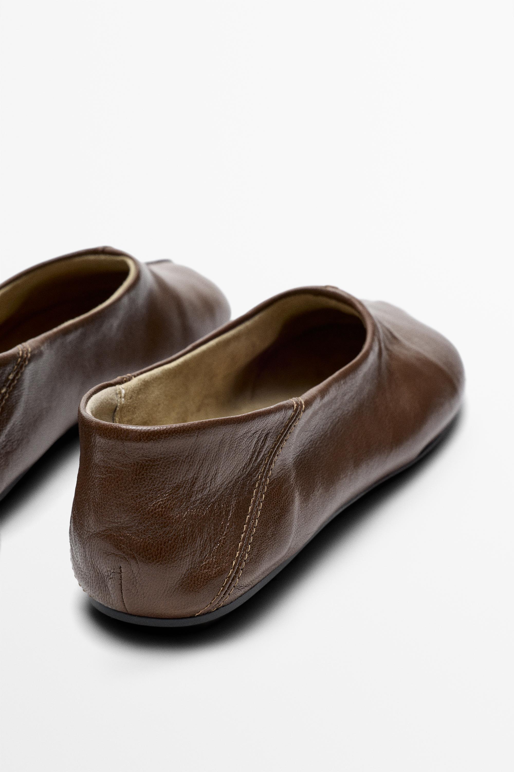 Soft leather ballet flat — HAZELNUT BROWN