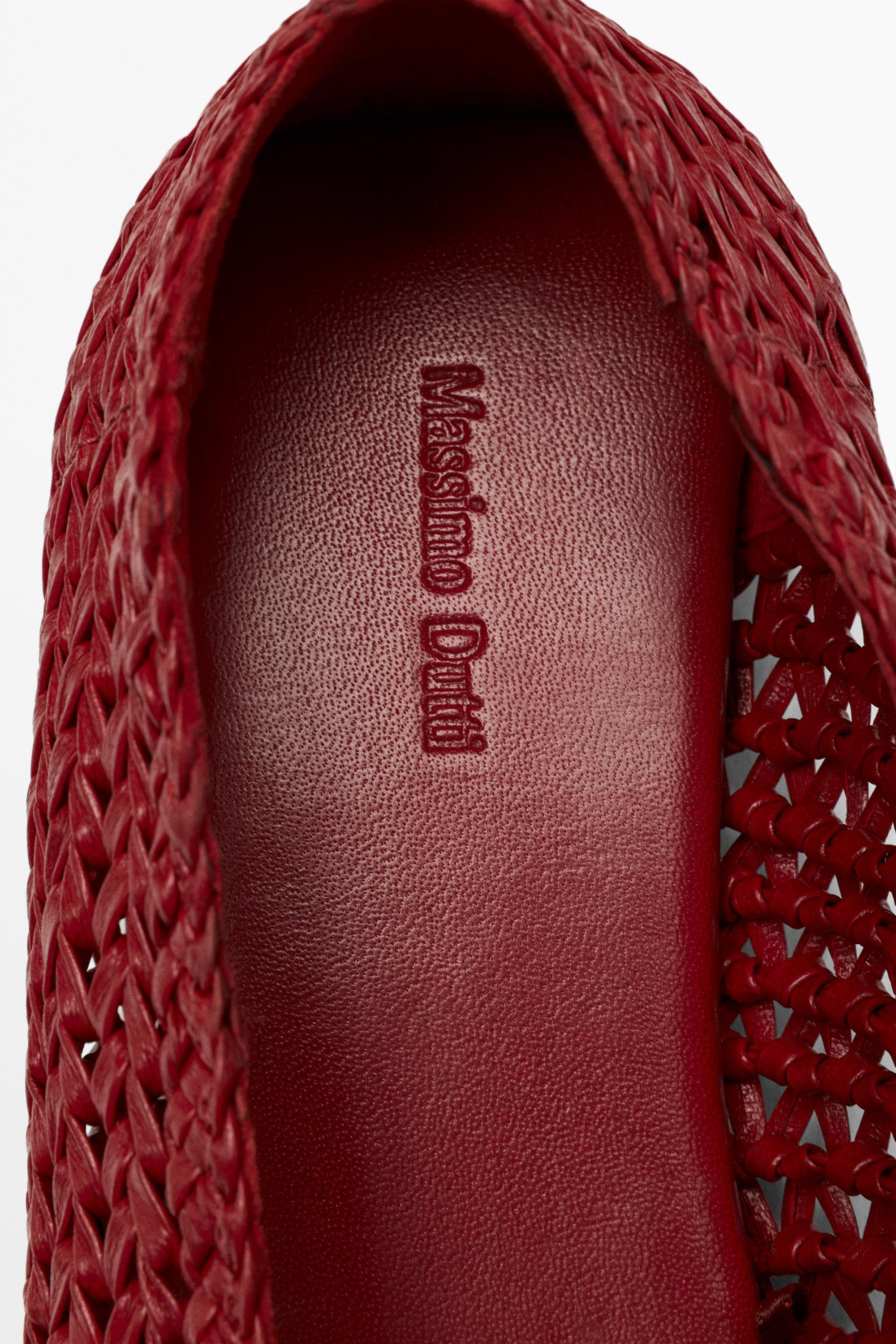 Braided leather ballet flat — RED
