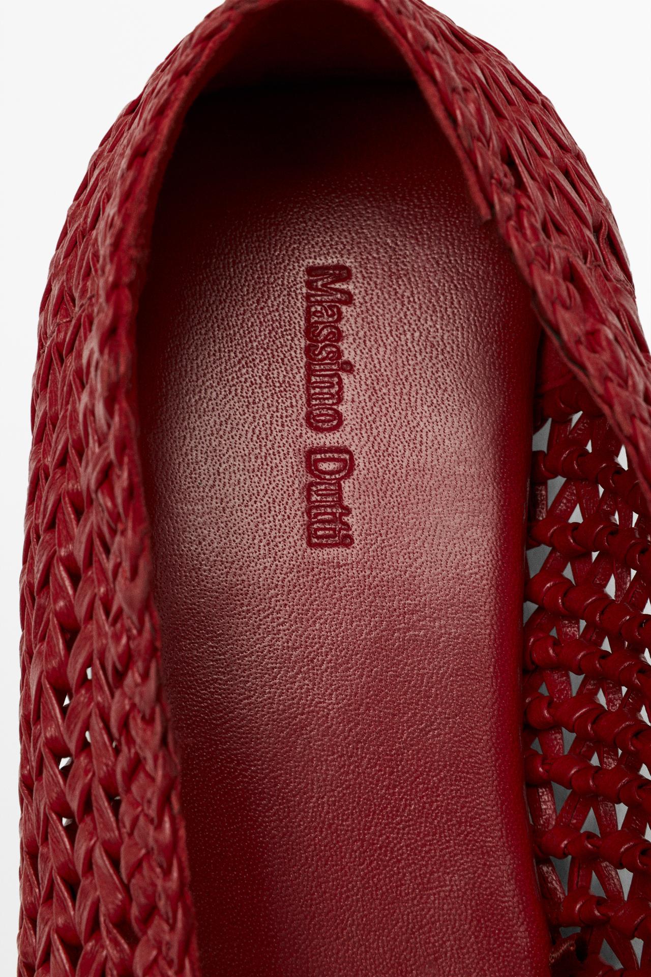 Braided leather ballet flat — RED
