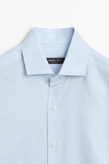 Regular fit cotton blend shirt — Sky blue 4