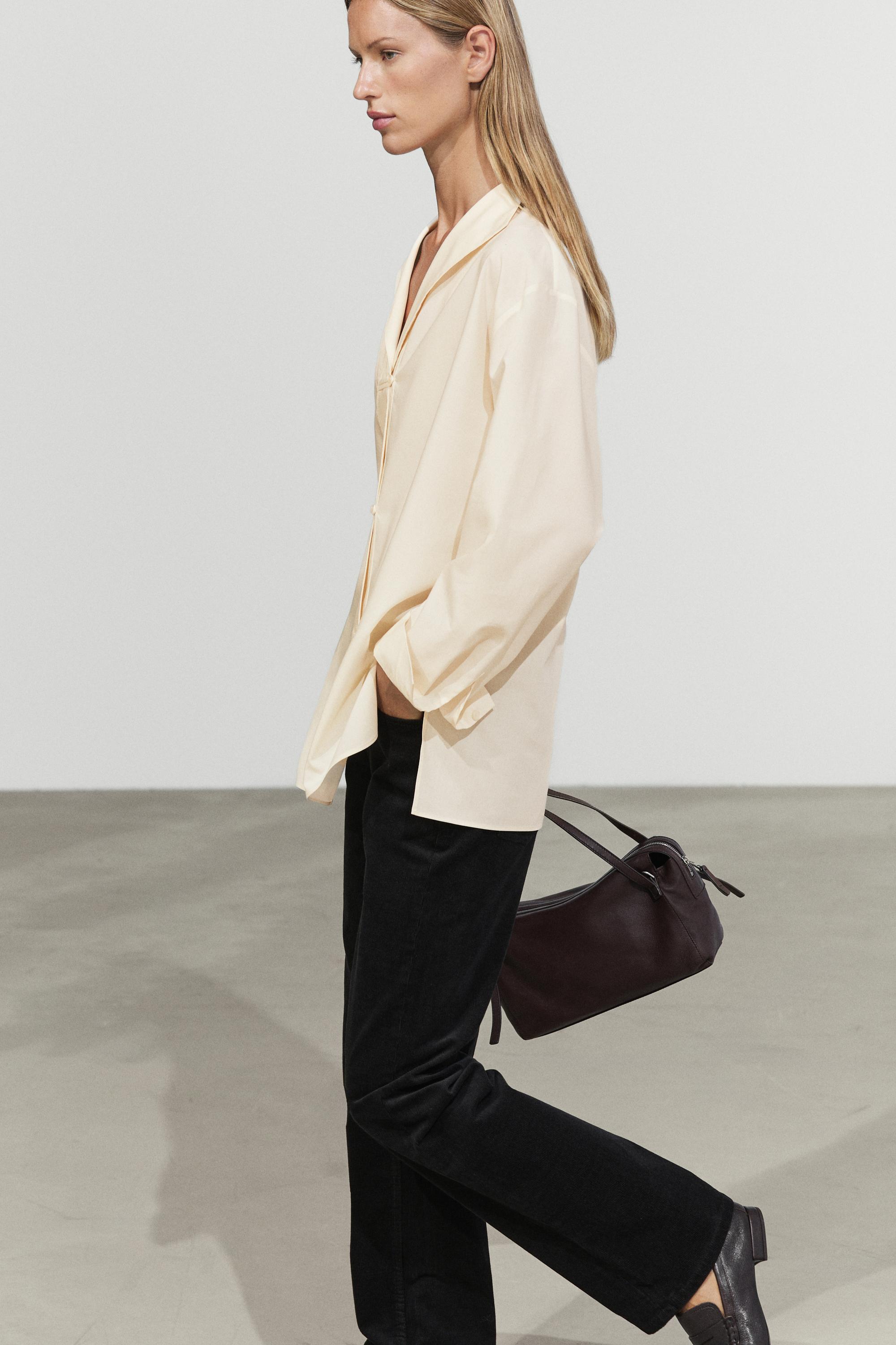 Flowing stand collar shirt