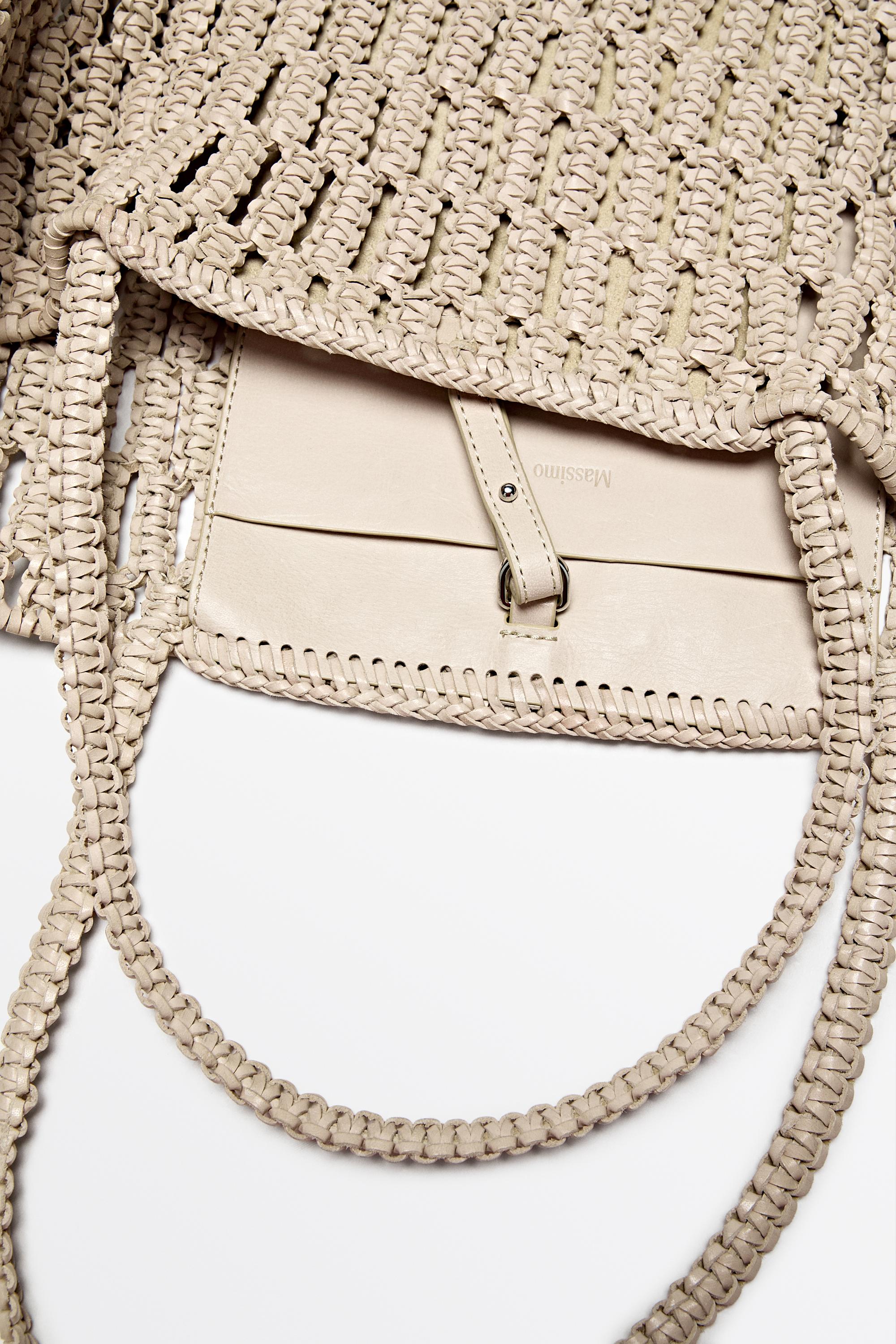 Braided nappa leather shopper bag — WHITE