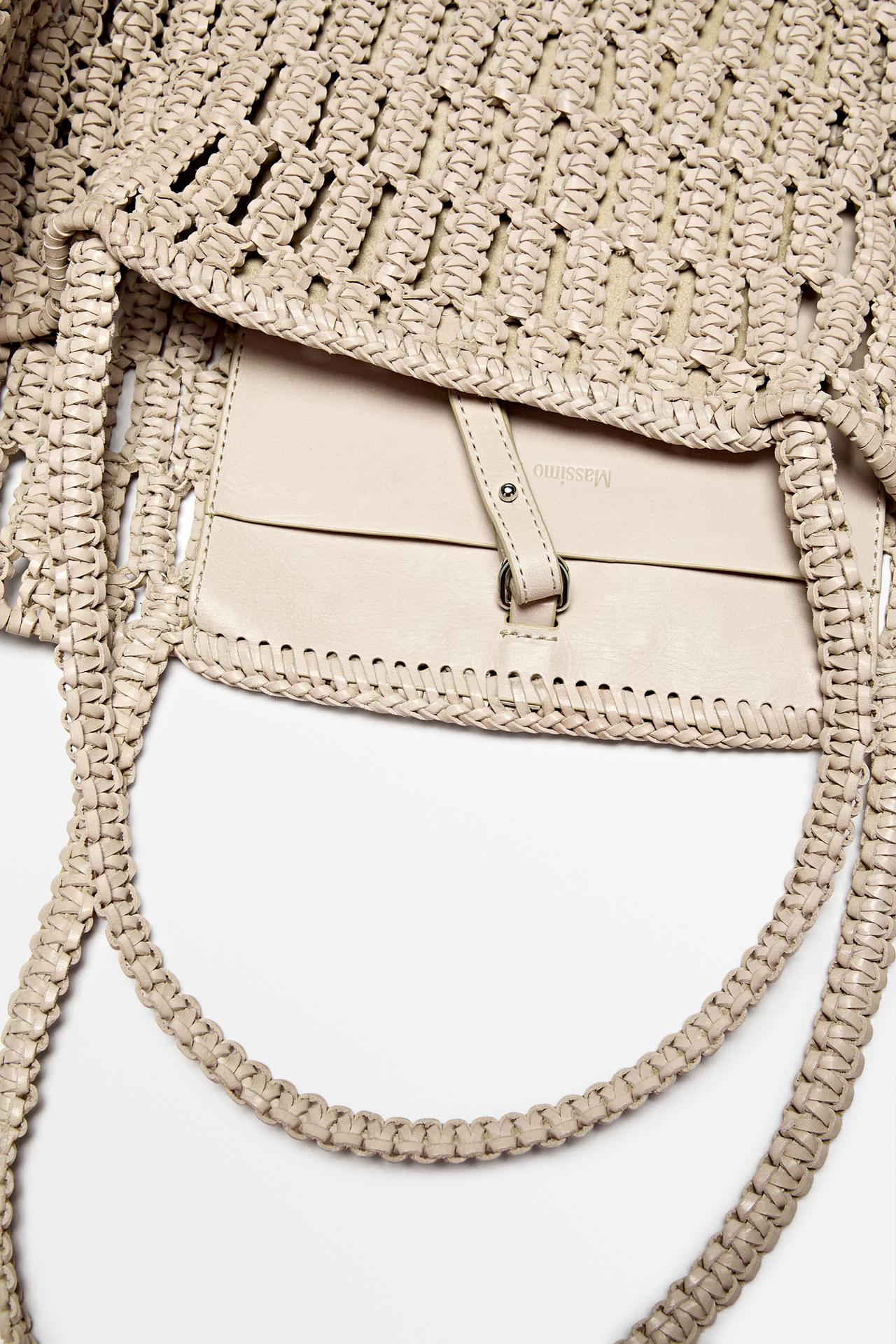 Braided nappa leather shopper bag — WHITE