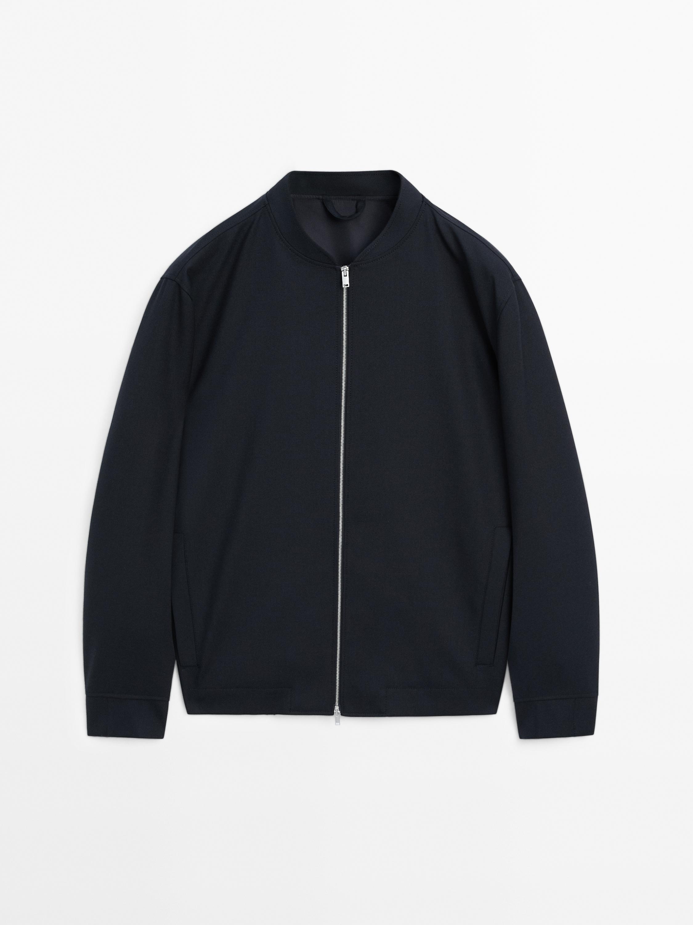 Twill wool blend bomber jacket