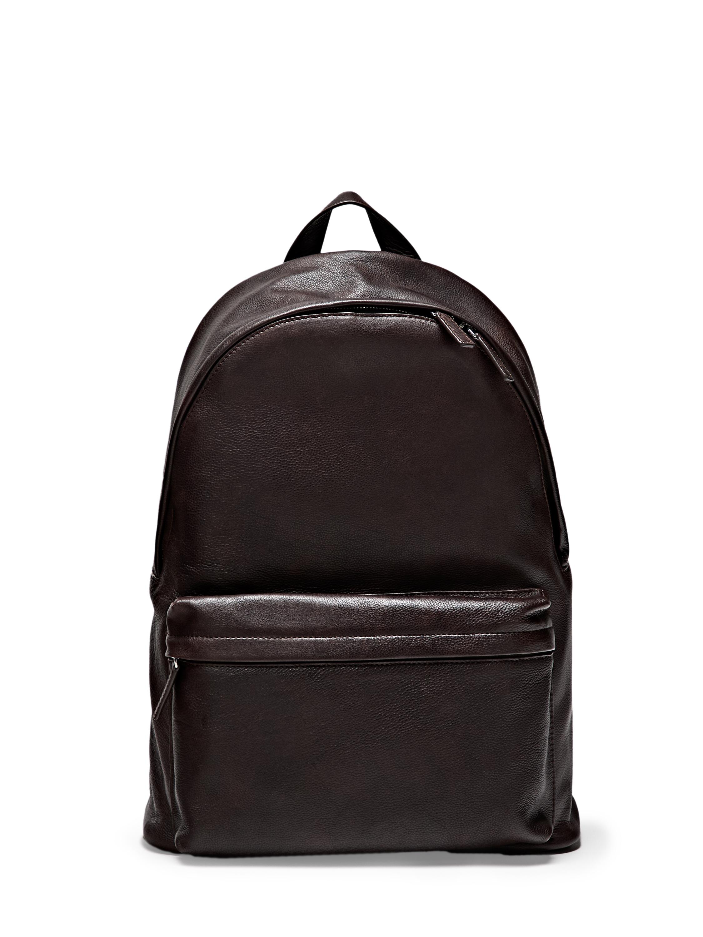 Nappa leather backpack with zip — BROWN