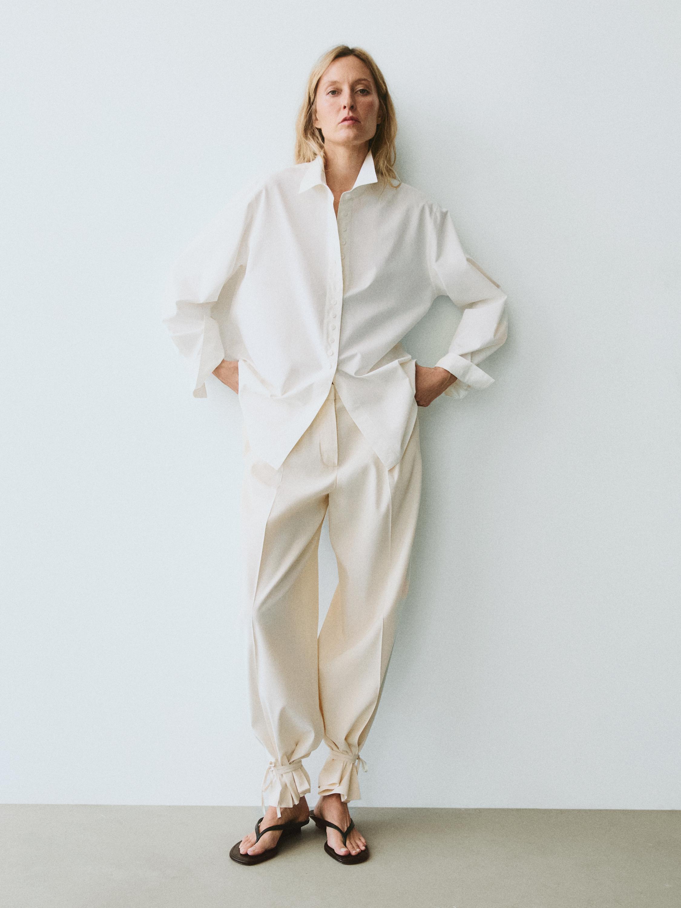 Flowing barrel fit trousers — CREAM