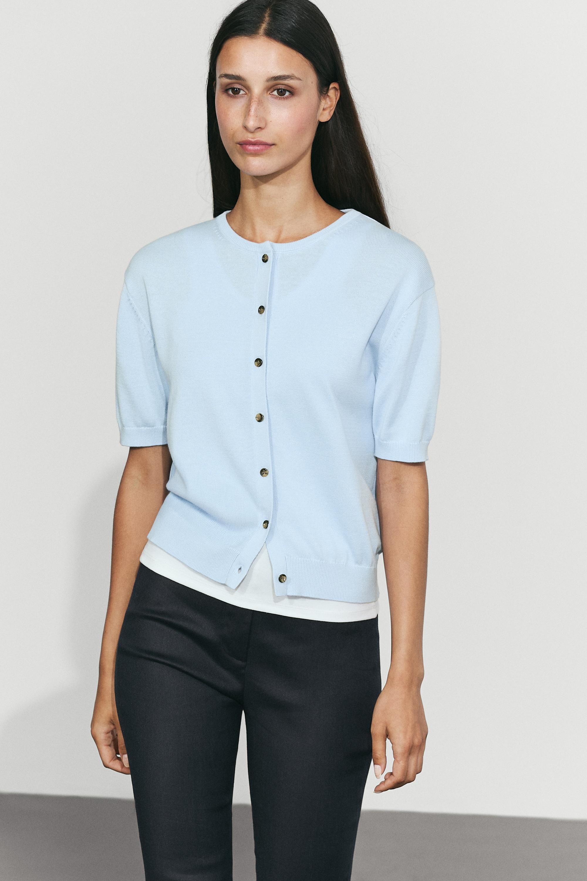 100% cotton short sleeve knit cardigan