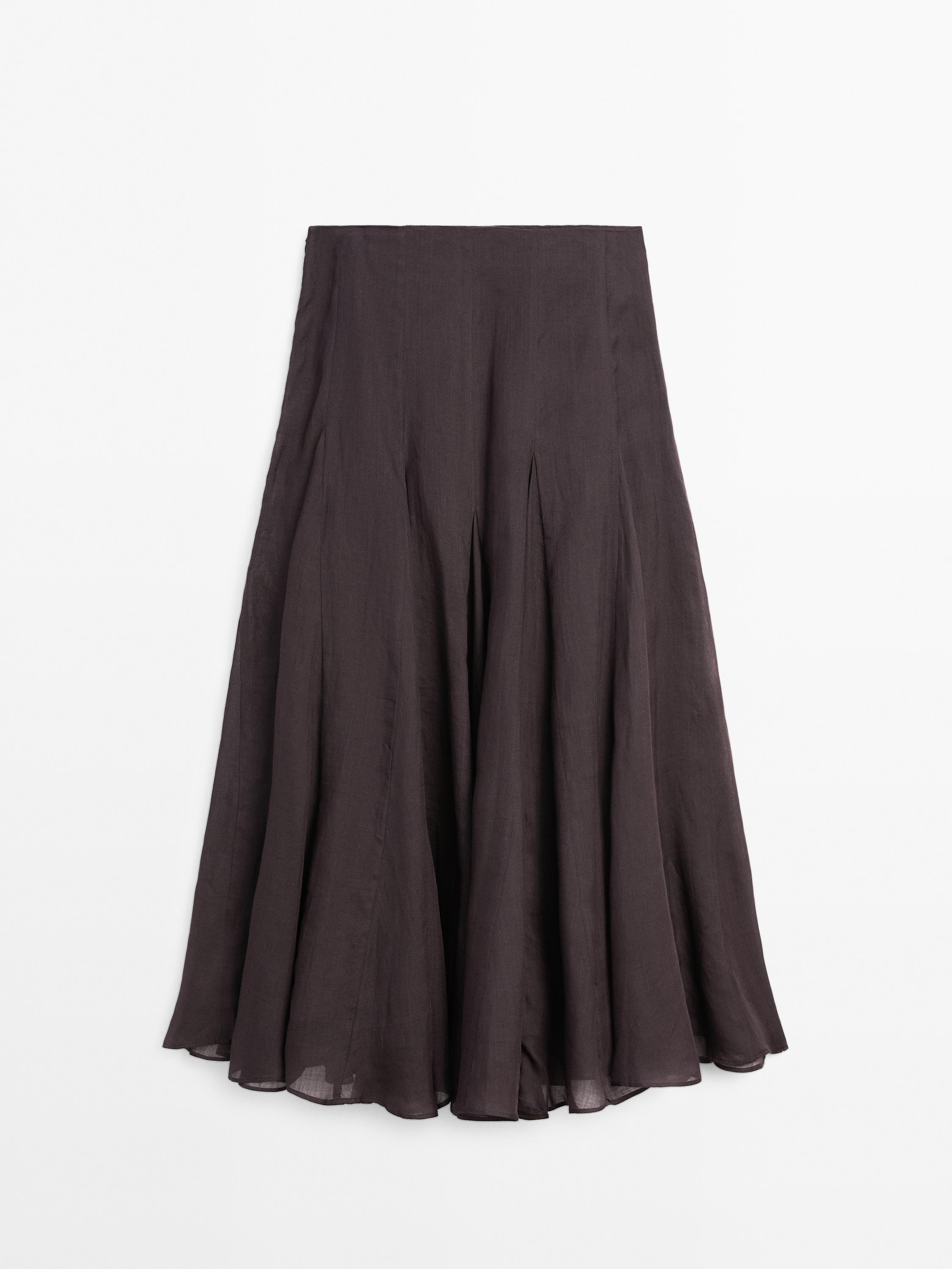 100% ramie godet midi skirt - STUDIO