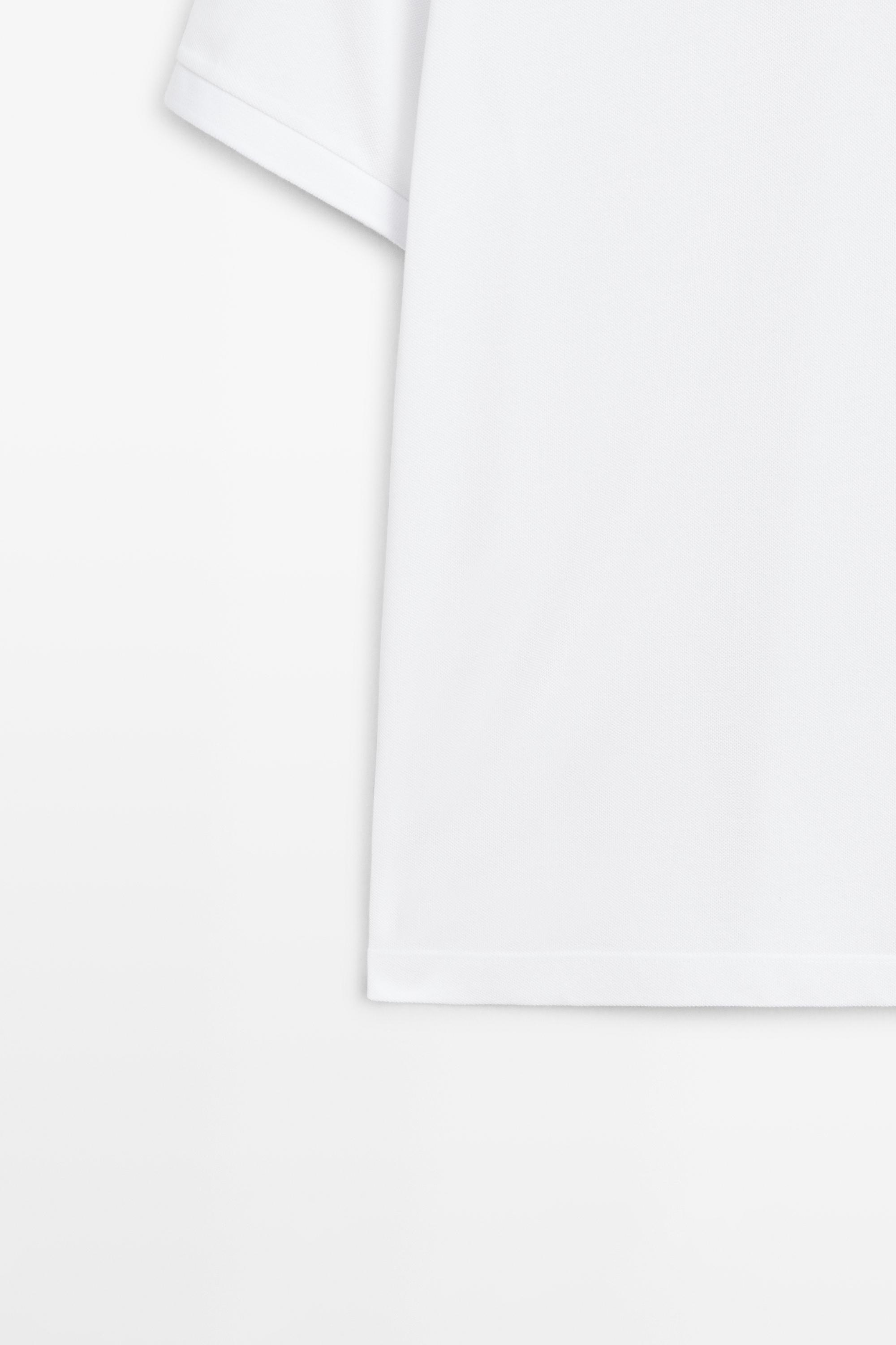 Micro-textured cotton piqué polo shirt — WHITE