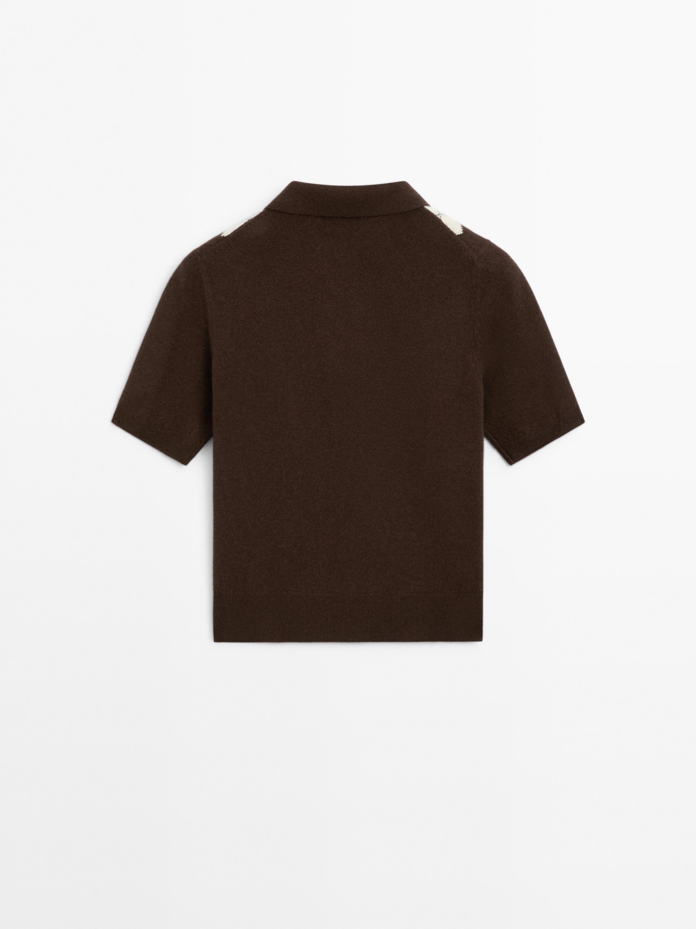 Short sleeve diamond knit polo shirt