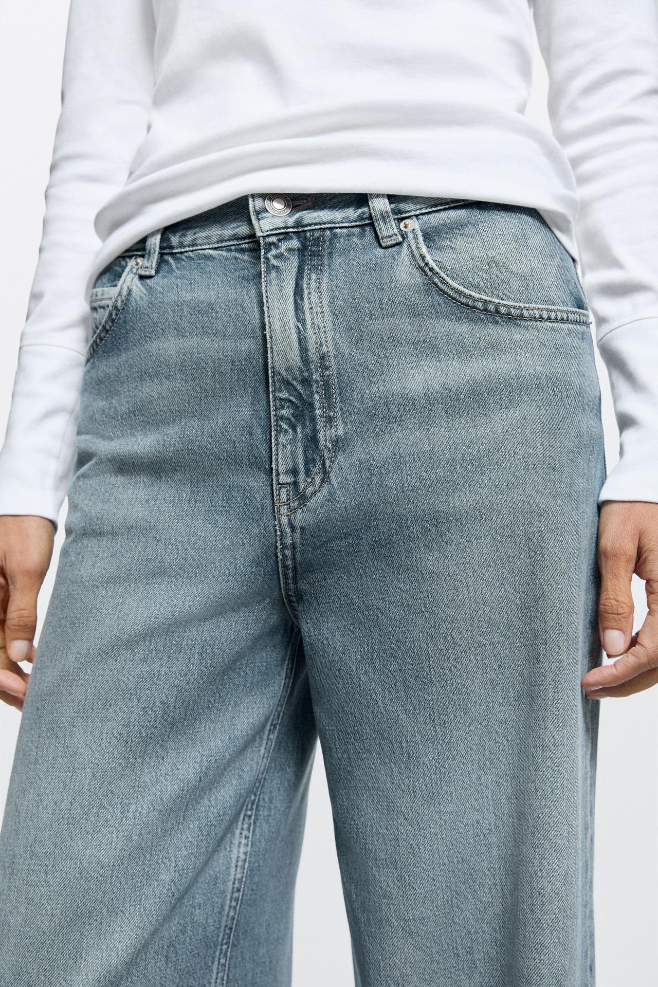 High-waist wide-leg jeans — Dark blue
