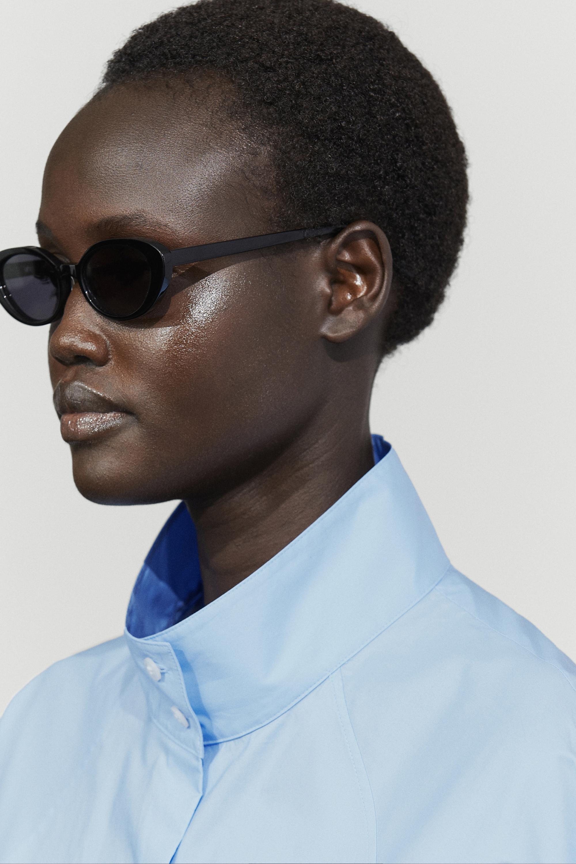 Poplin shirt with collar detail — SKY BLUE