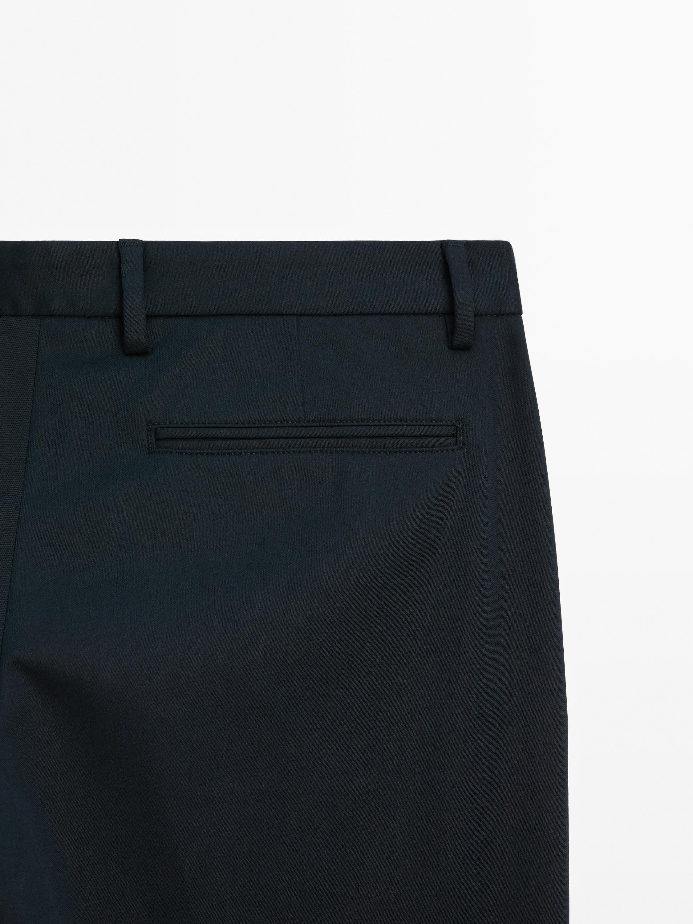 Cotton blend slim fit trousers