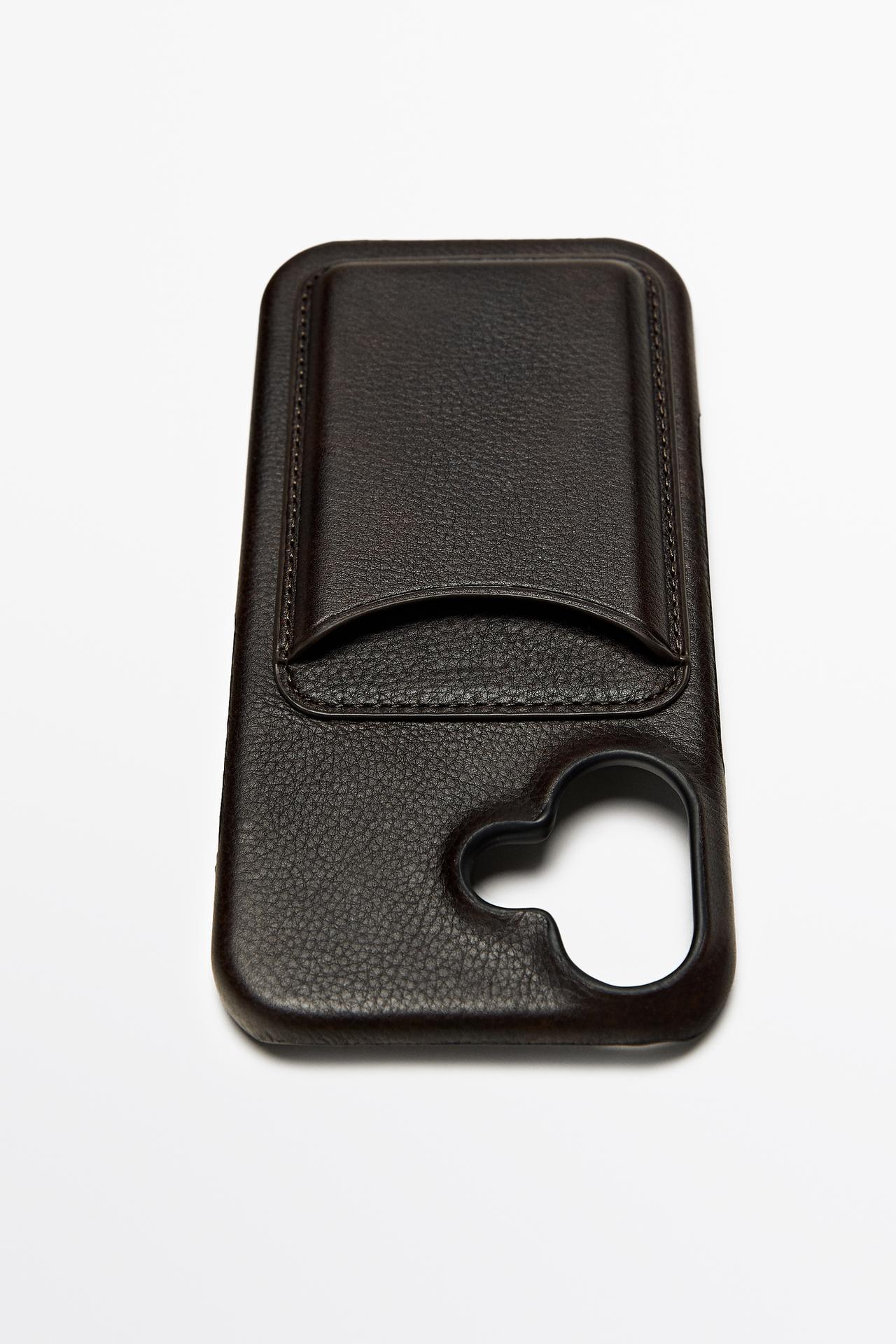 Nappa leather iPhone 17 case — BROWN