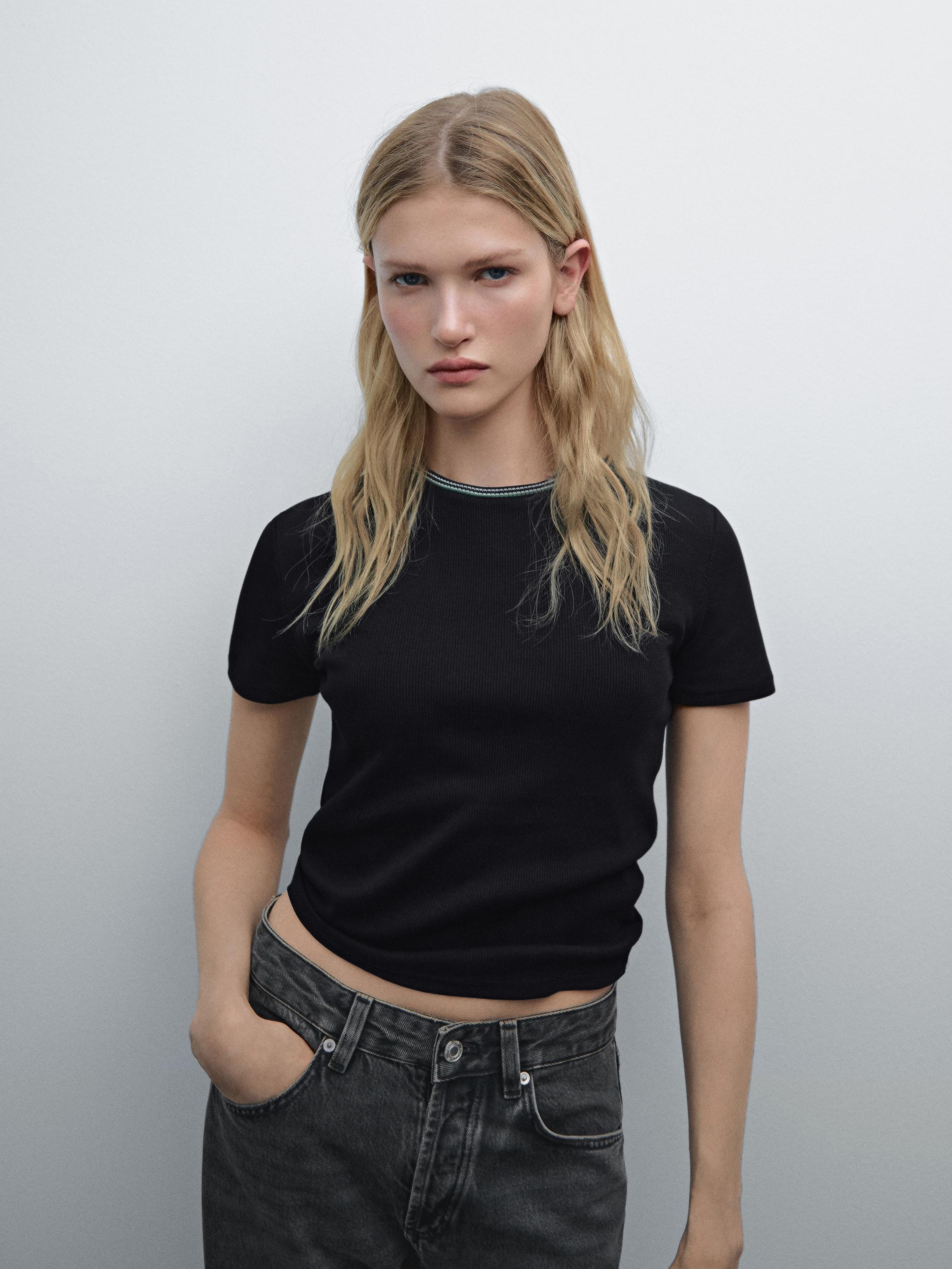 Ribbed short sleeve T-shirt