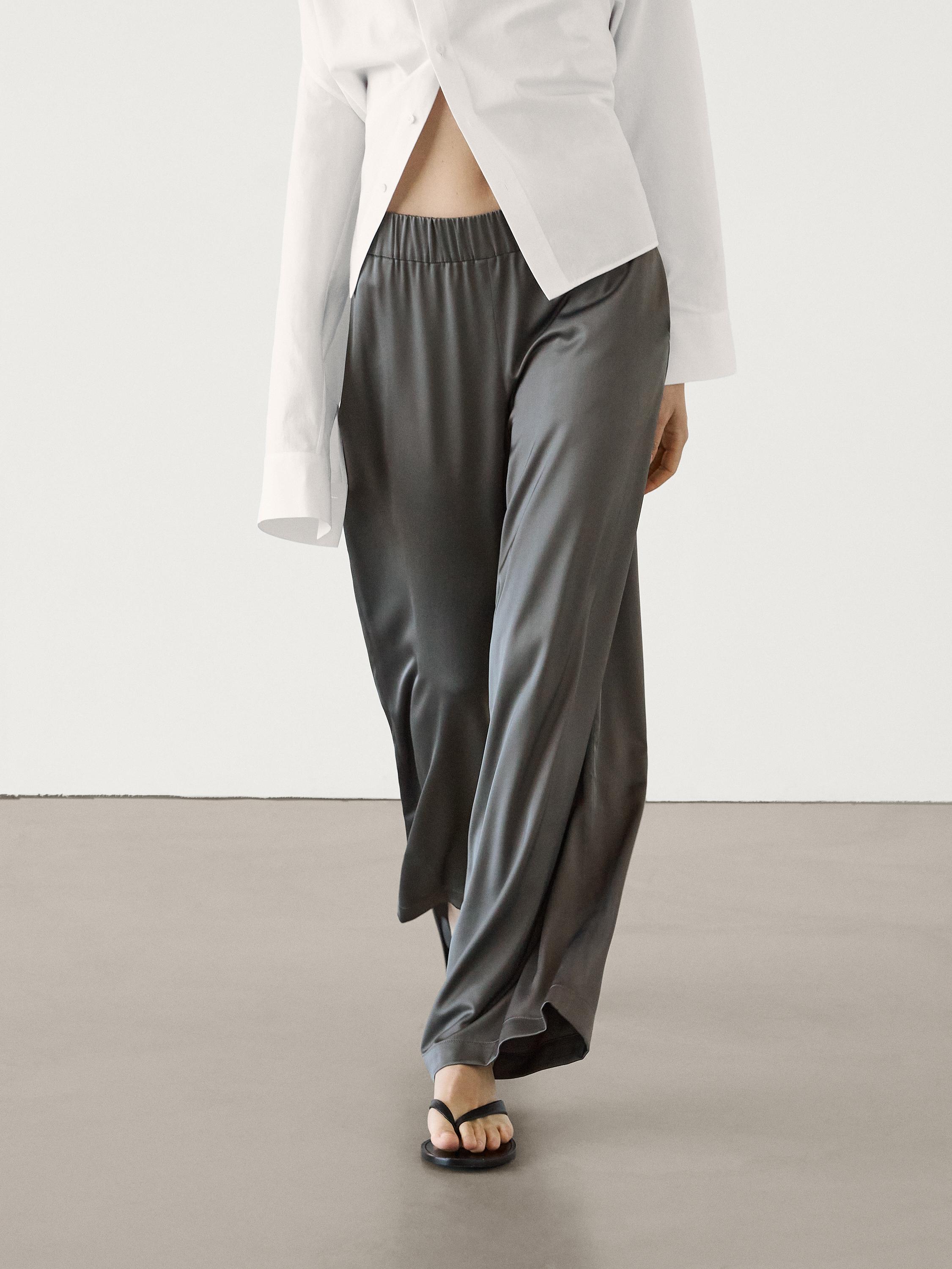 Pantalon wide leg satiné