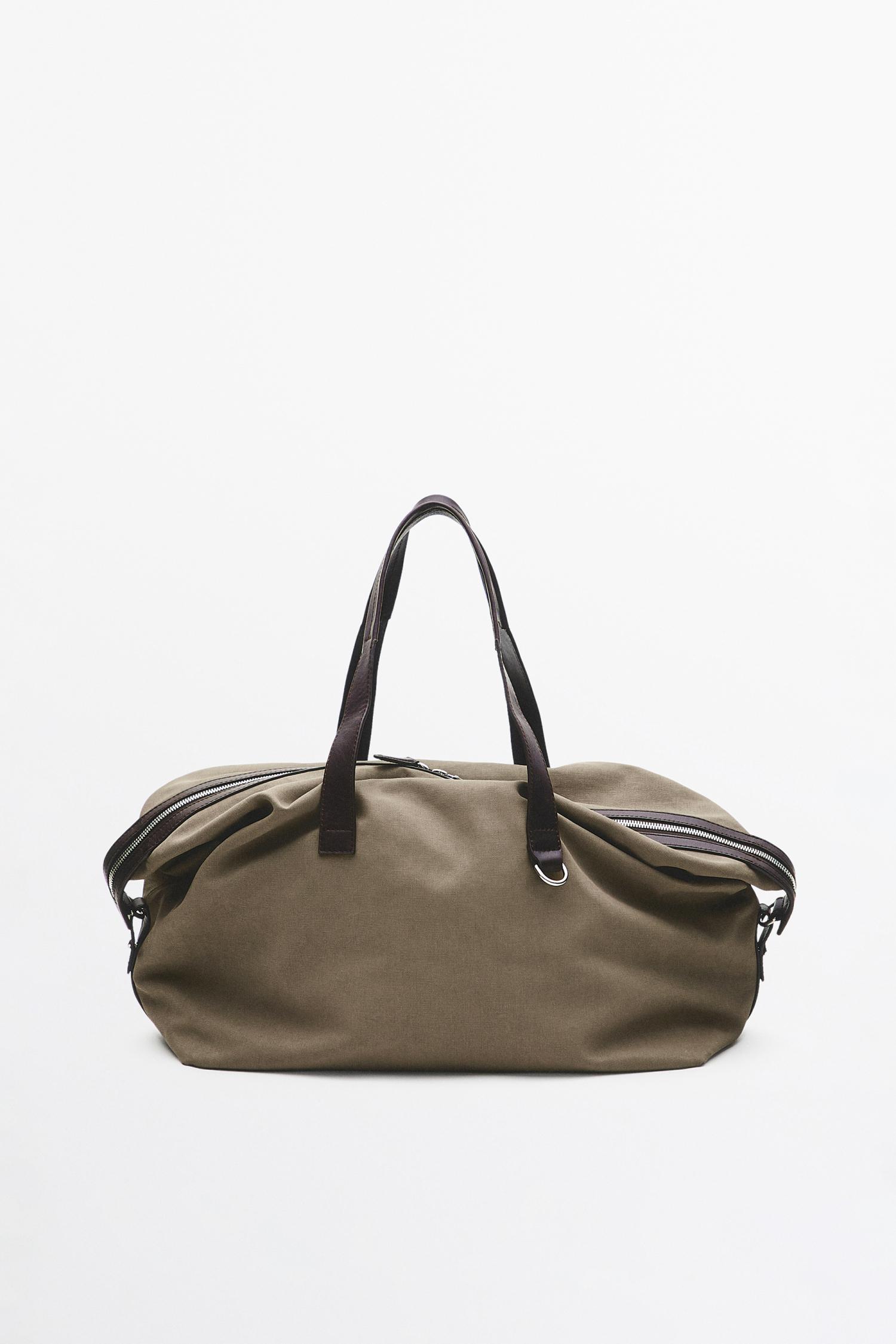 Nappa leather detail travel bag — MOLE BROWN