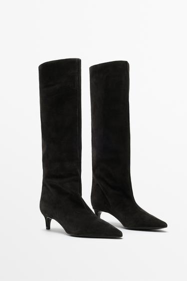Soft leather kitten heel boot — BROWN 3